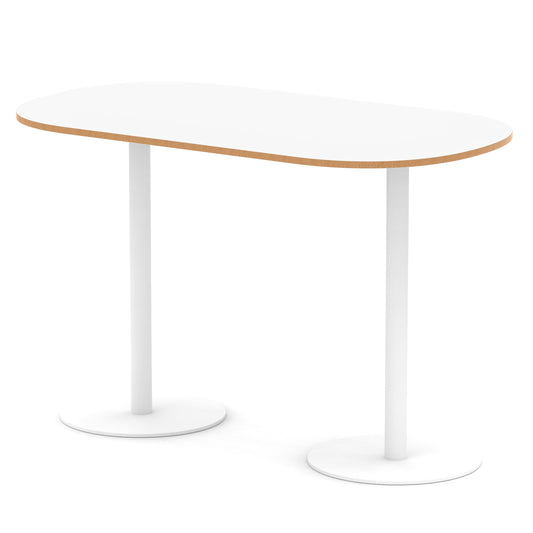 Arlo Poseur Meeting Table – White Base White & Natural Wood 1800 1145mm - Industrious Decor