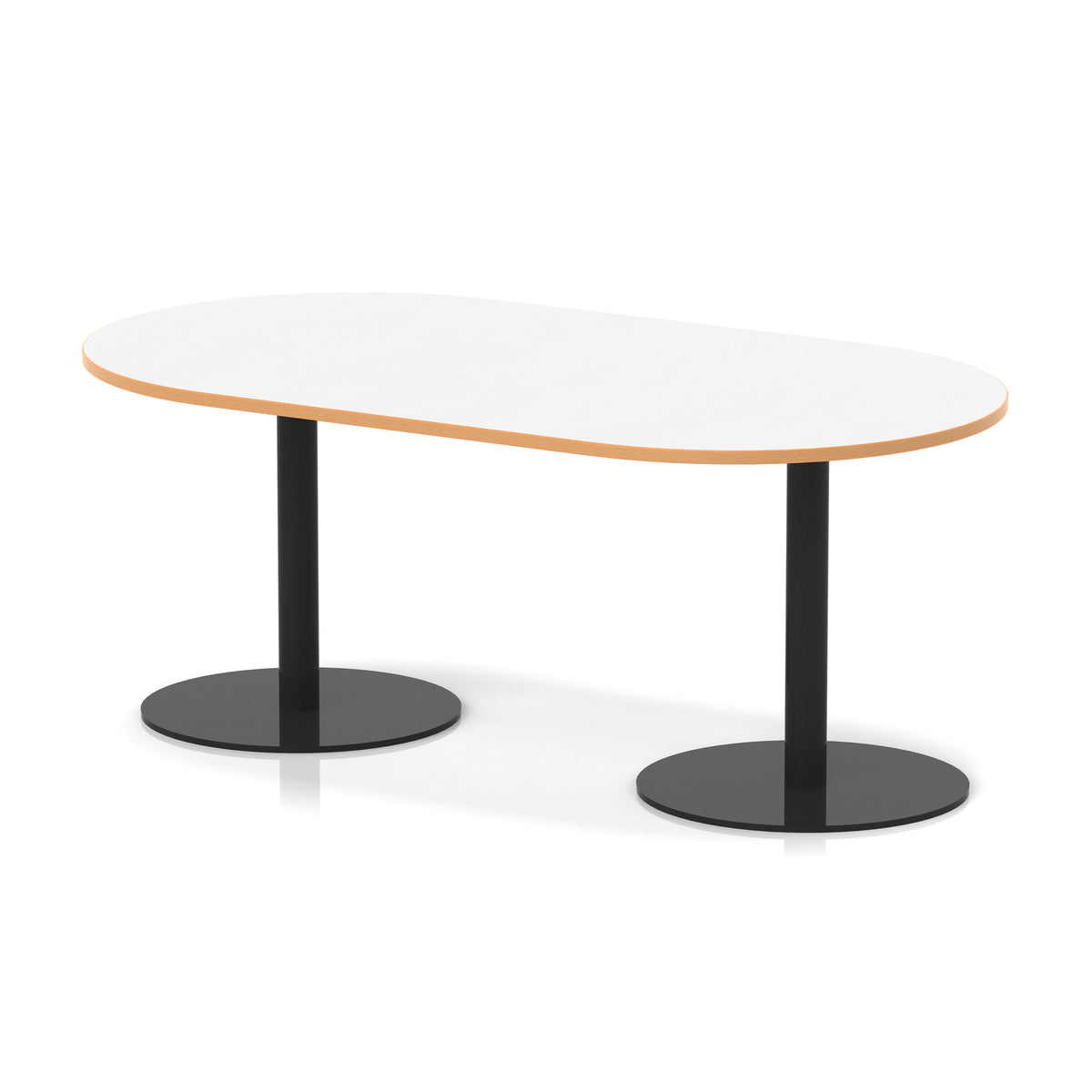 Italia Boardroom Table Black Leg White & Natural Wood 1800 725mm - Industrious Decor