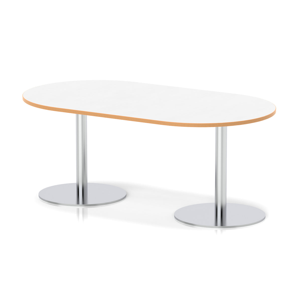 Italia Boardroom Table Silver Leg White & Natural Wood 1800 725mm - Industrious Decor