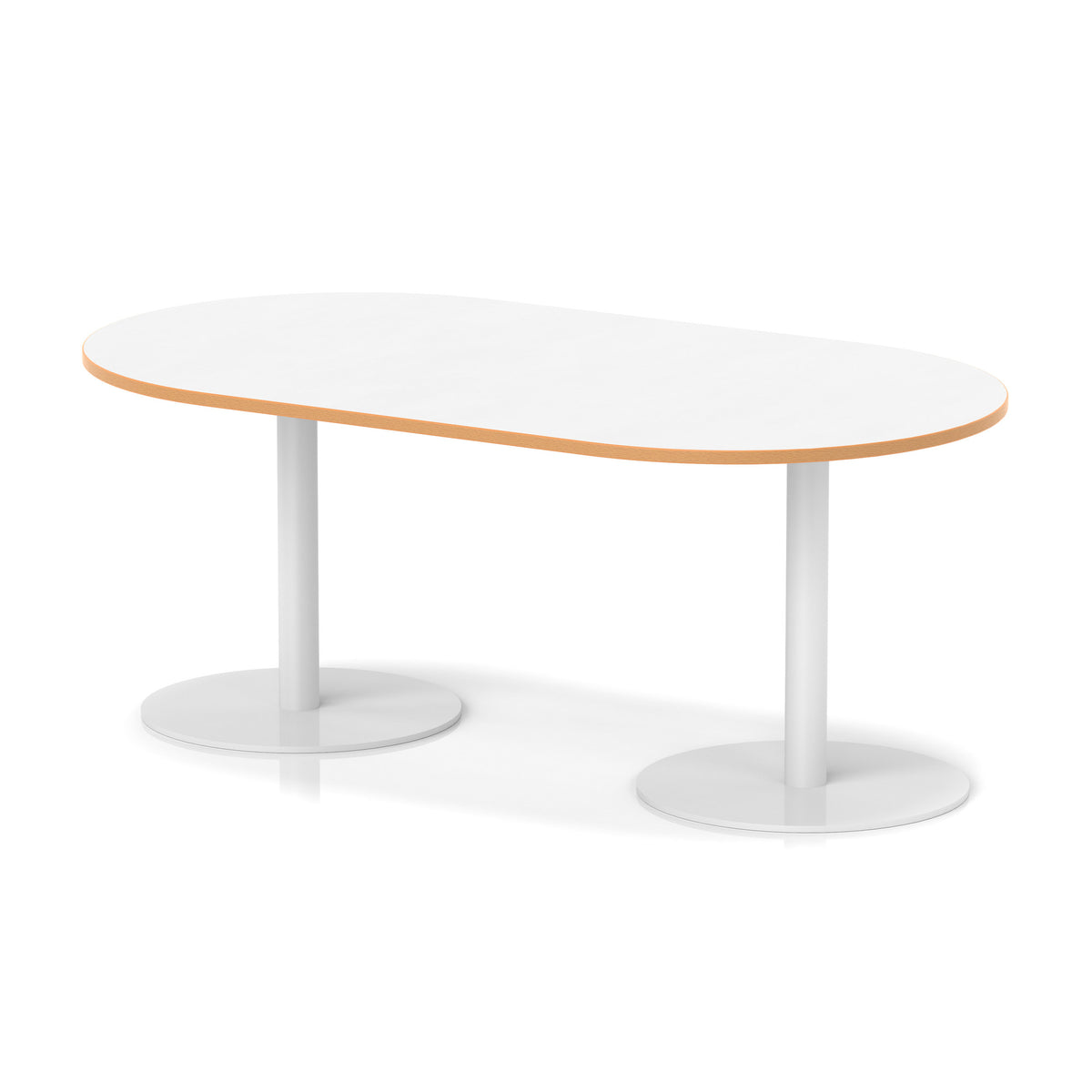 Italia Boardroom Table White Leg White & Natural Wood 1800 725mm - Industrious Decor