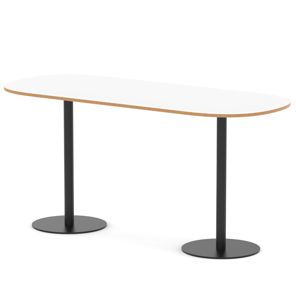 Italia Boardroom Table Black Leg White & Natural Wood 2400 1145mm - Industrious Decor