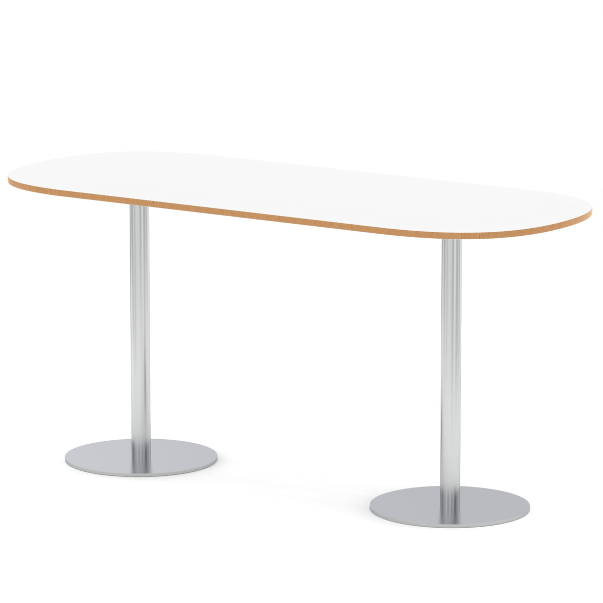 Italia Boardroom Table Silver Leg White & Natural Wood 2400 1145mm - Industrious Decor