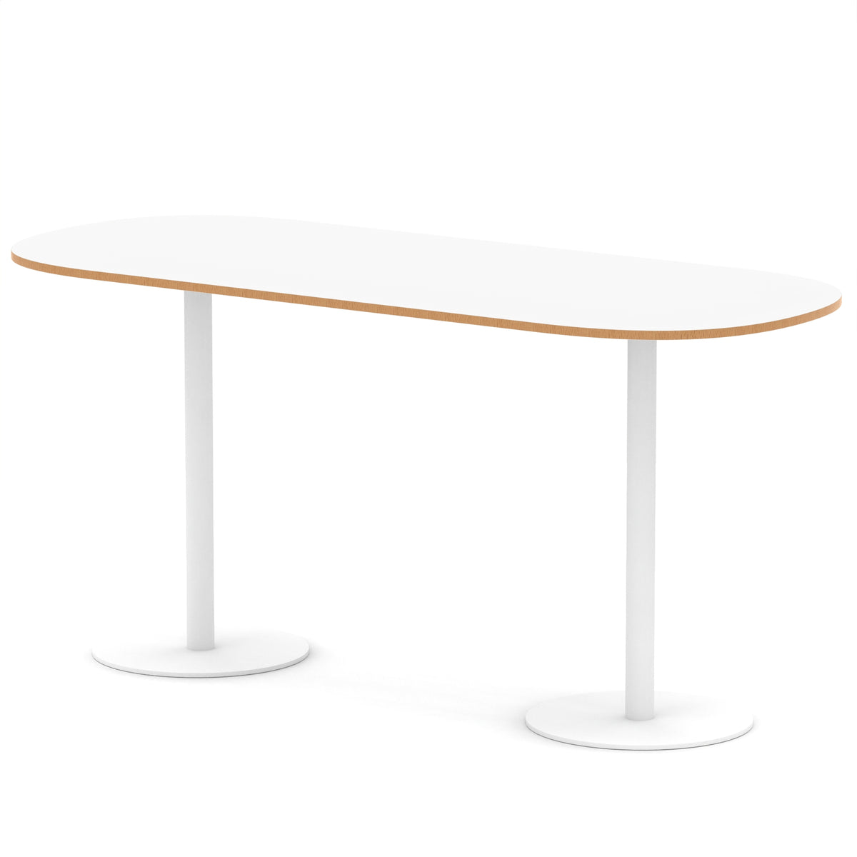 Italia Boardroom Table White Leg White & Natural Wood 2400 1145mm - Industrious Decor
