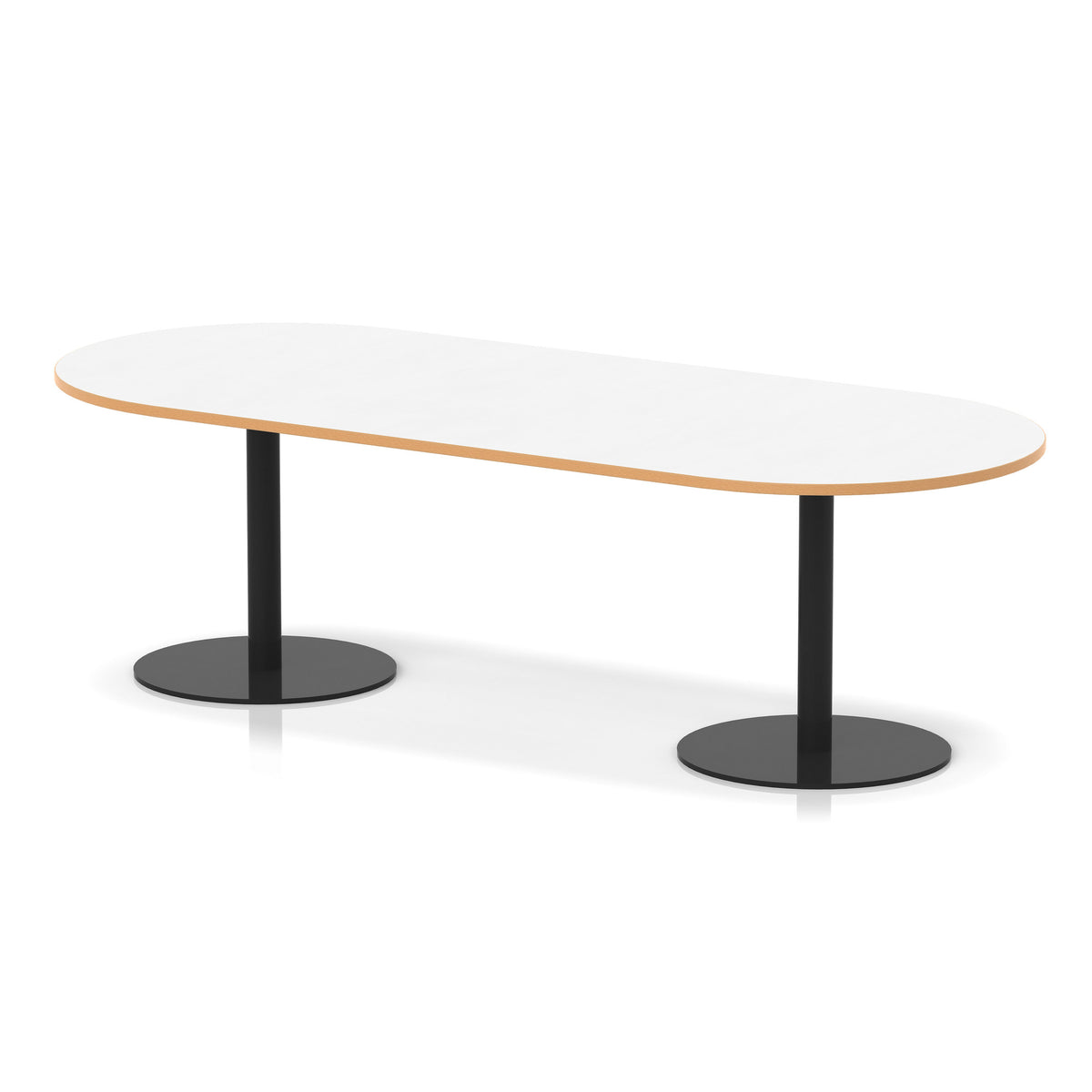 Italia Boardroom Table Black Leg White & Natural Wood 2400 725mm - Industrious Decor