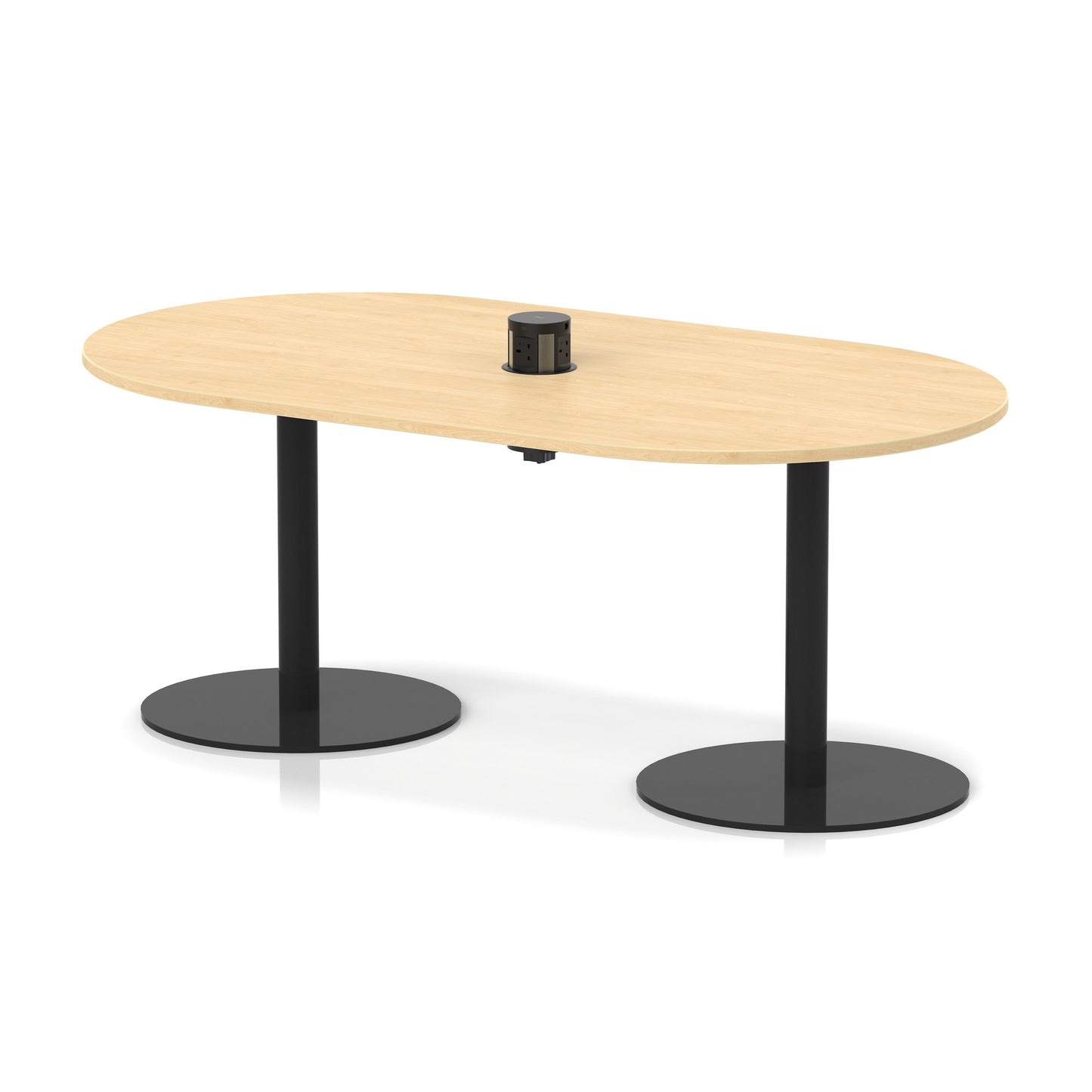 Italia Volta Poseur Boardroom Table With Pop-up Power Module Maple 1800mm Black - Industrious Decor