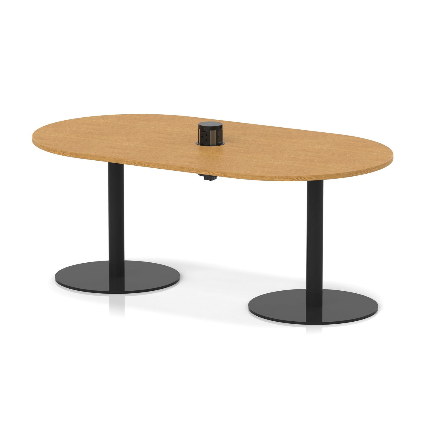 Italia Volta Poseur Boardroom Table With Pop-up Power Module Oak 1800mm Black - Industrious Decor