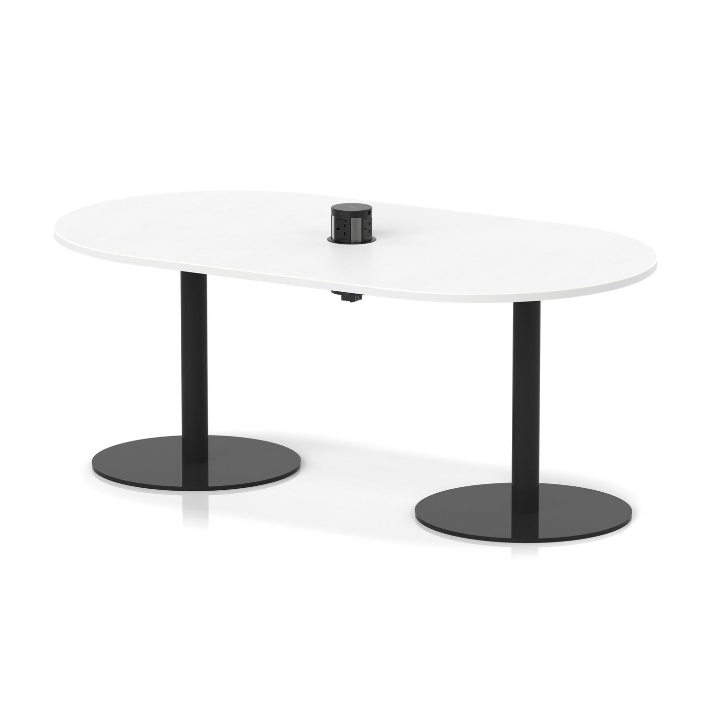 Italia Volta Poseur Boardroom Table With Pop-up Power Module White 1800mm Black - Industrious Decor