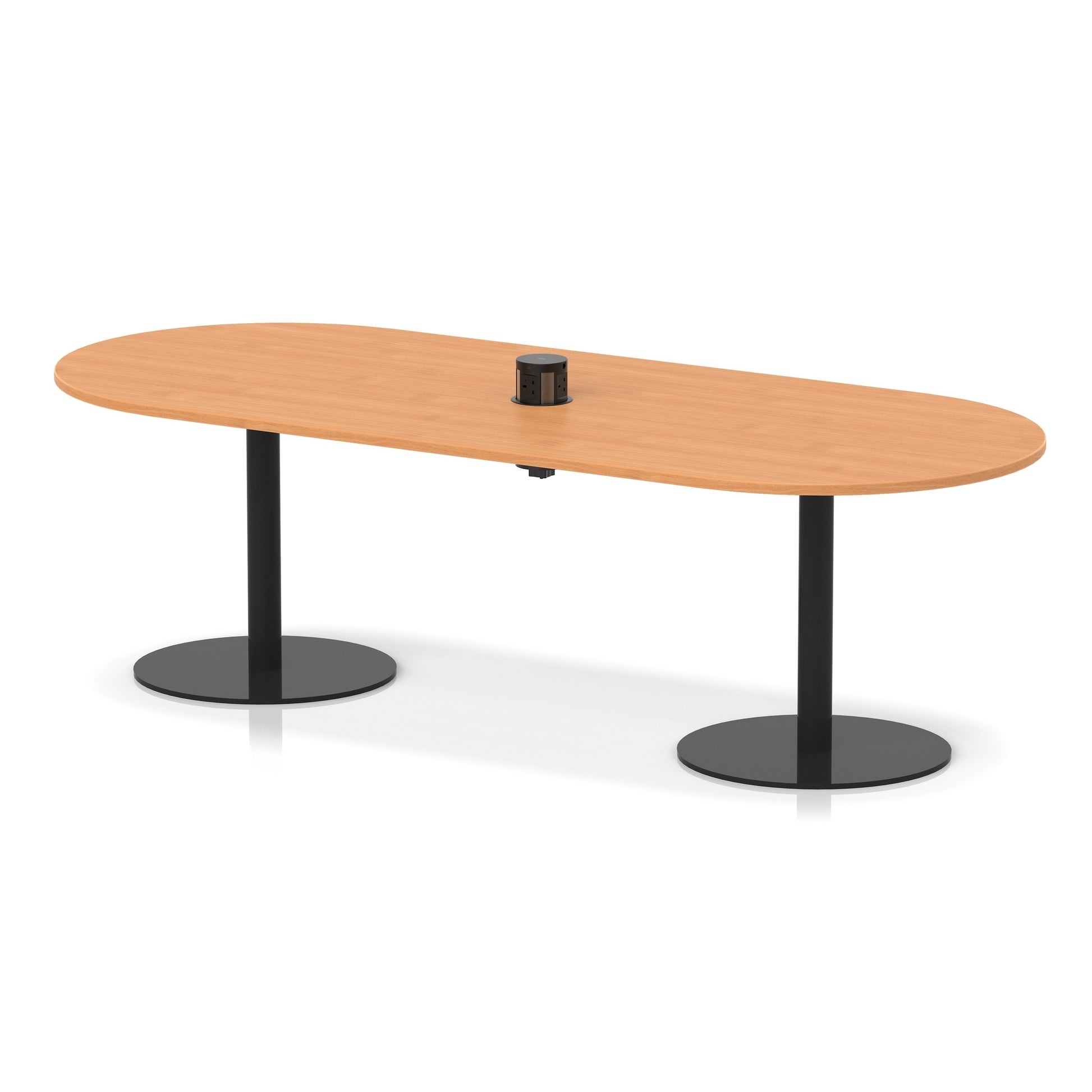 Italia Volta Poseur Boardroom Table With Pop-up Power Module Beech 2400mm Black - Industrious Decor