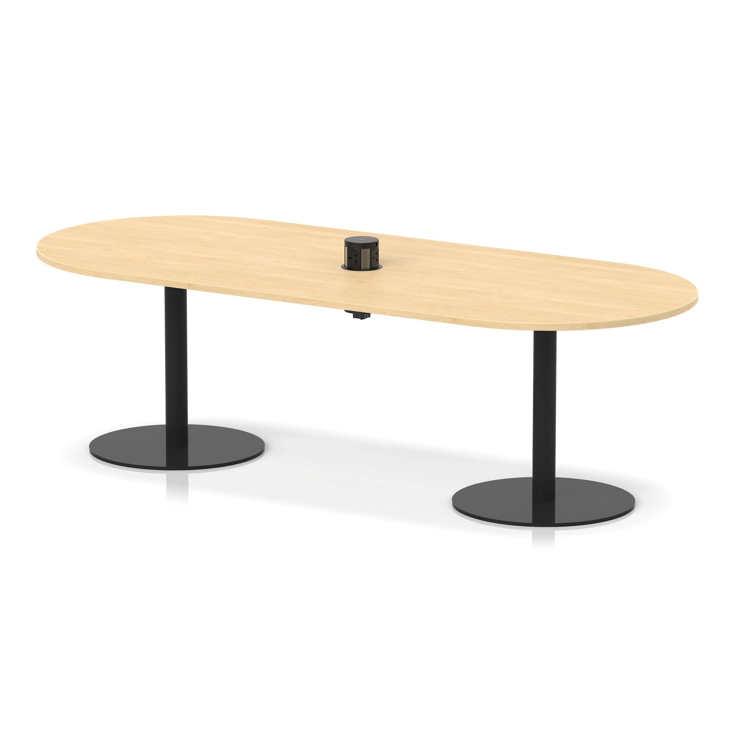 Italia Volta Poseur Boardroom Table With Pop-up Power Module Maple 2400mm Black - Industrious Decor