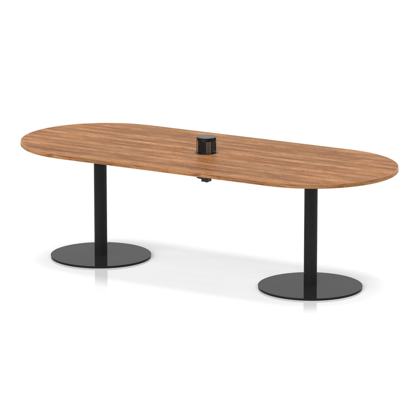 Italia Volta Poseur Boardroom Table With Pop-up Power Module Walnut 2400mm Black - Industrious Decor