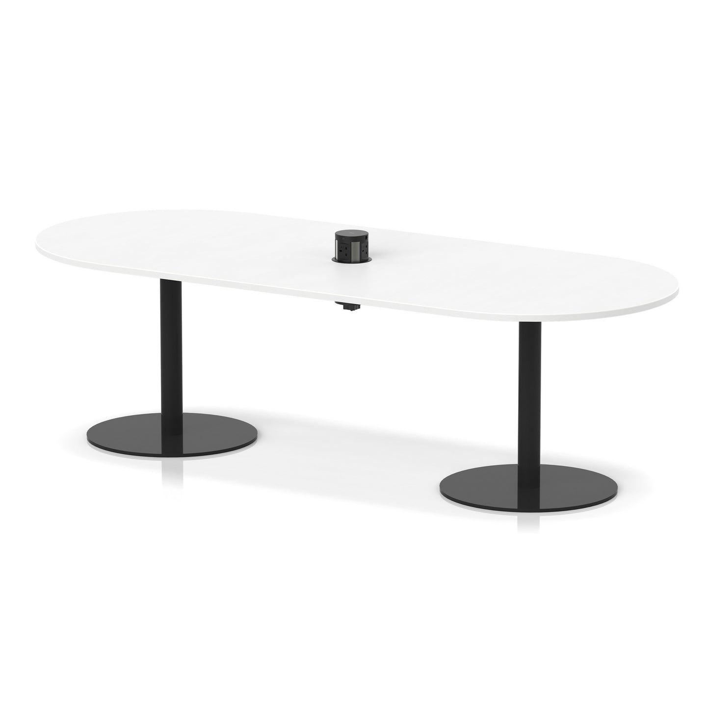 Italia Volta Poseur Boardroom Table With Pop-up Power Module White 2400mm Black - Industrious Decor