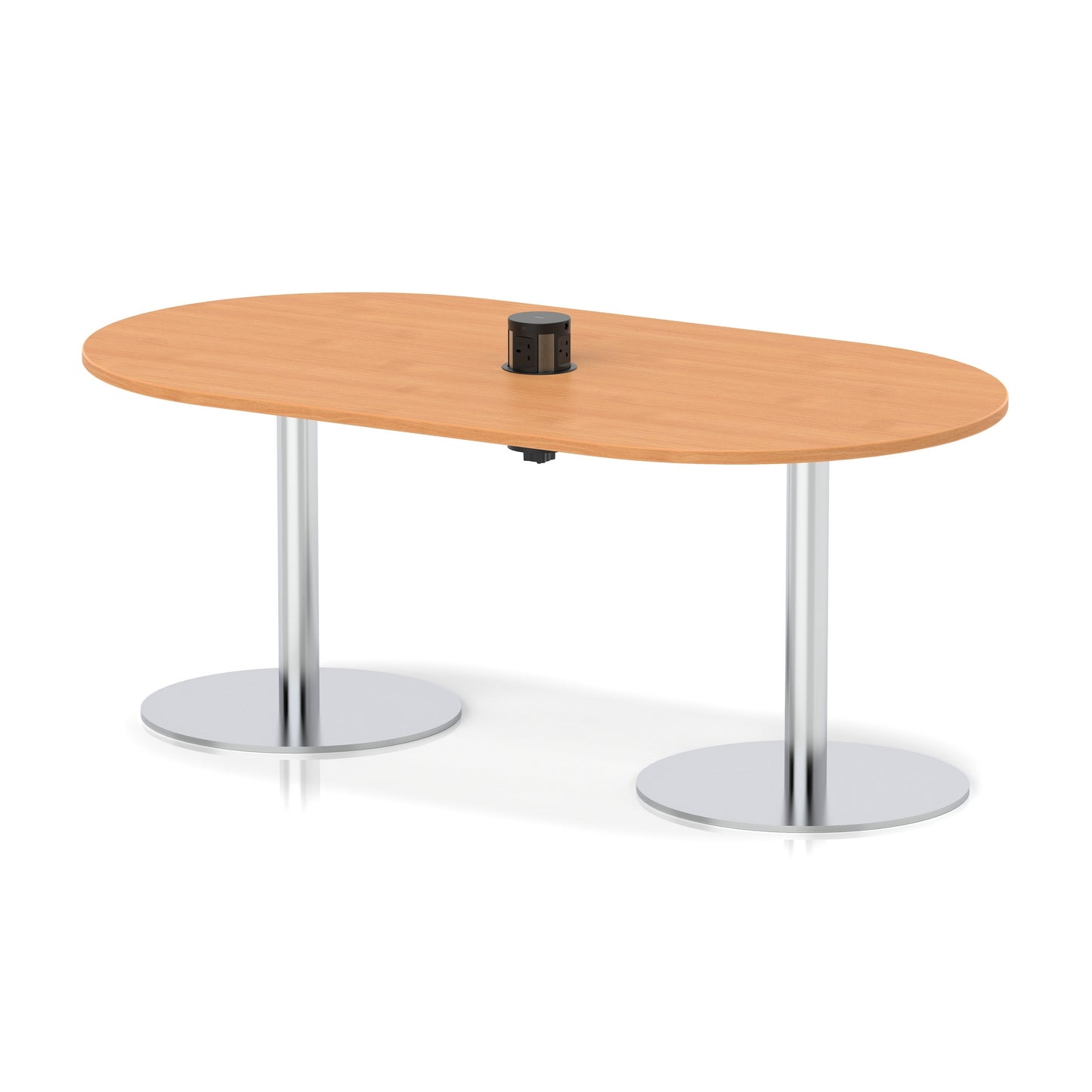 Italia Volta Poseur Boardroom Table With Pop-up Power Module Beech 1800mm Silver - Industrious Decor