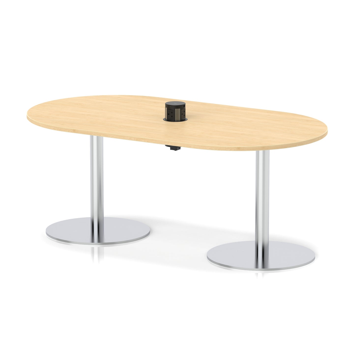Italia Volta Poseur Boardroom Table With Pop-up Power Module Maple 1800mm Silver - Industrious Decor