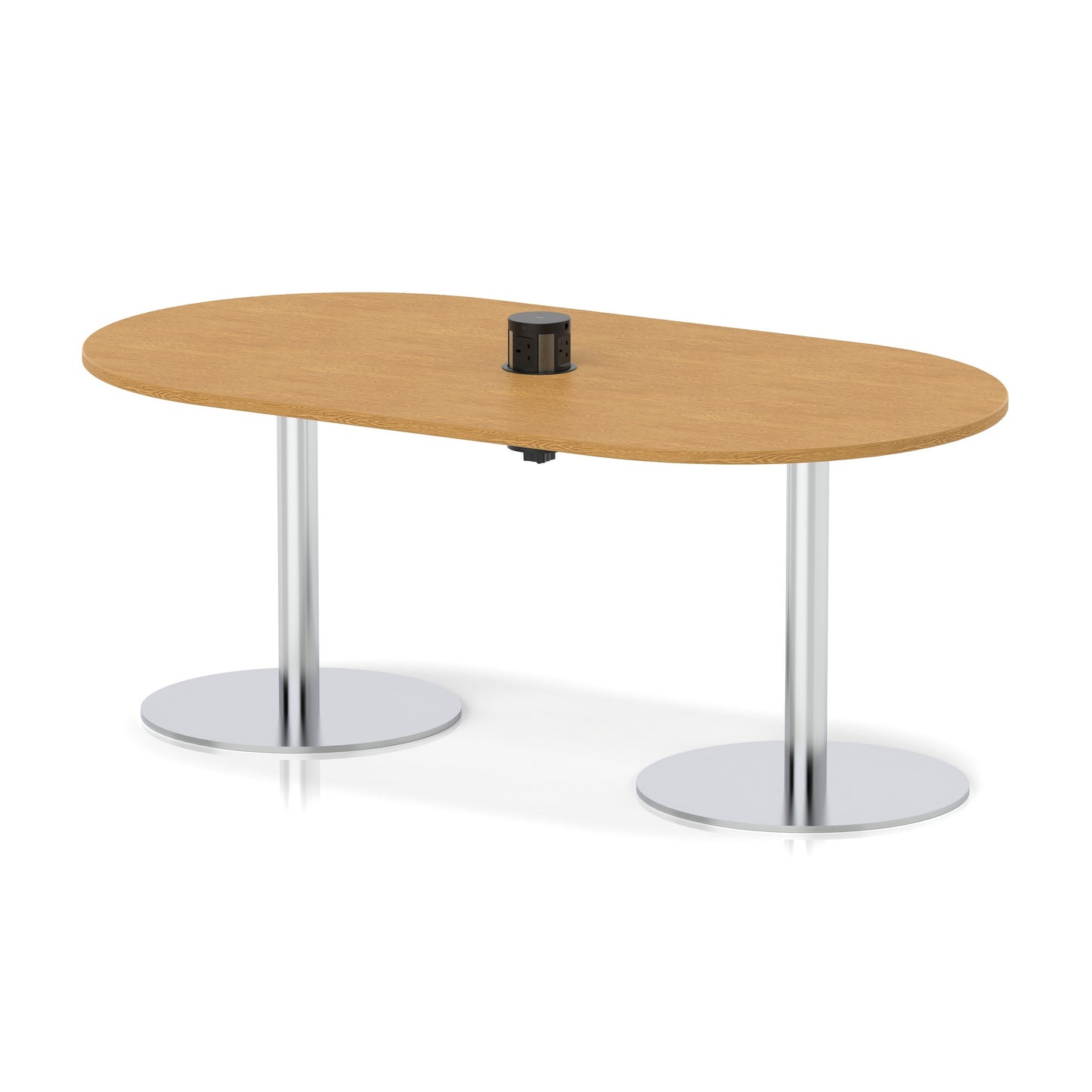 Italia Volta Poseur Boardroom Table With Pop-up Power Module Oak 1800mm Silver - Industrious Decor