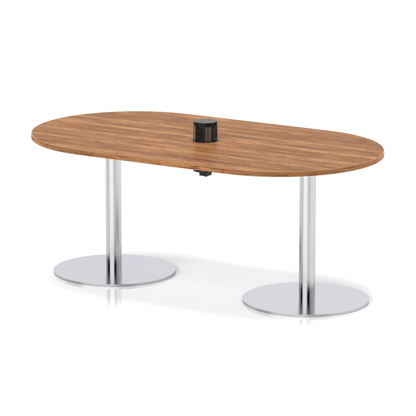 Italia Volta Poseur Boardroom Table With Pop-up Power Module Walnut 1800mm Silver - Industrious Decor