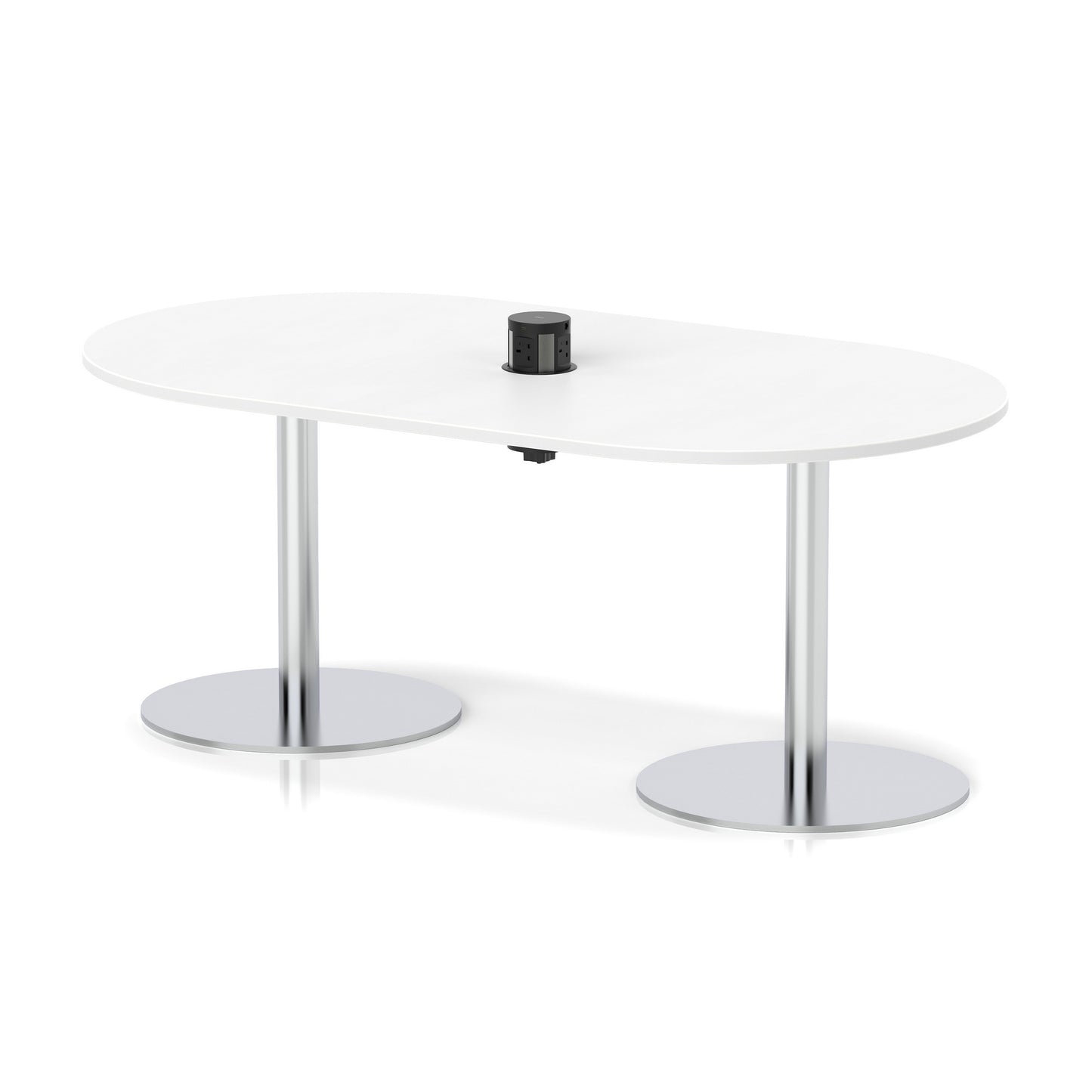 Italia Volta Poseur Boardroom Table With Pop-up Power Module White 1800mm Silver - Industrious Decor