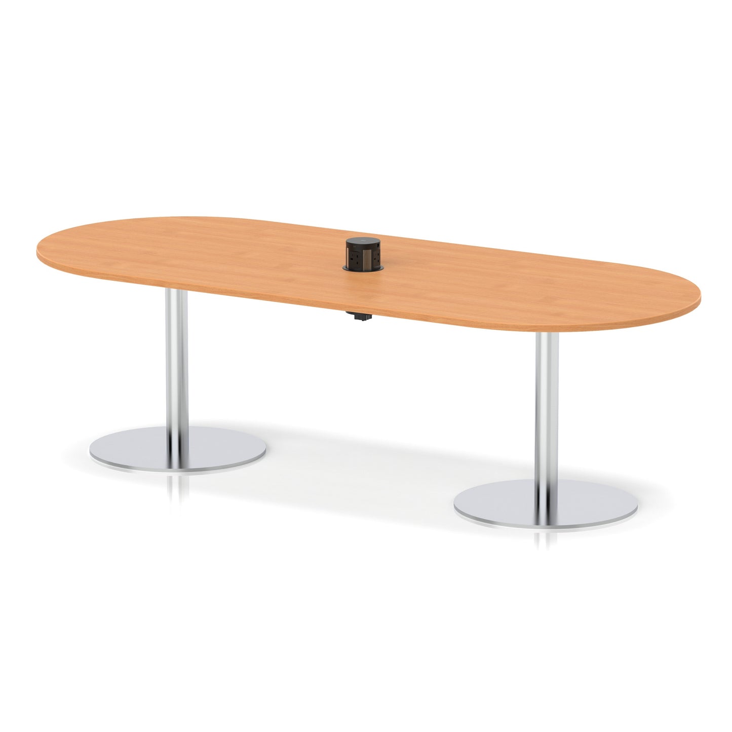 Italia Volta Poseur Boardroom Table With Pop-up Power Module Beech 2400mm Silver - Industrious Decor