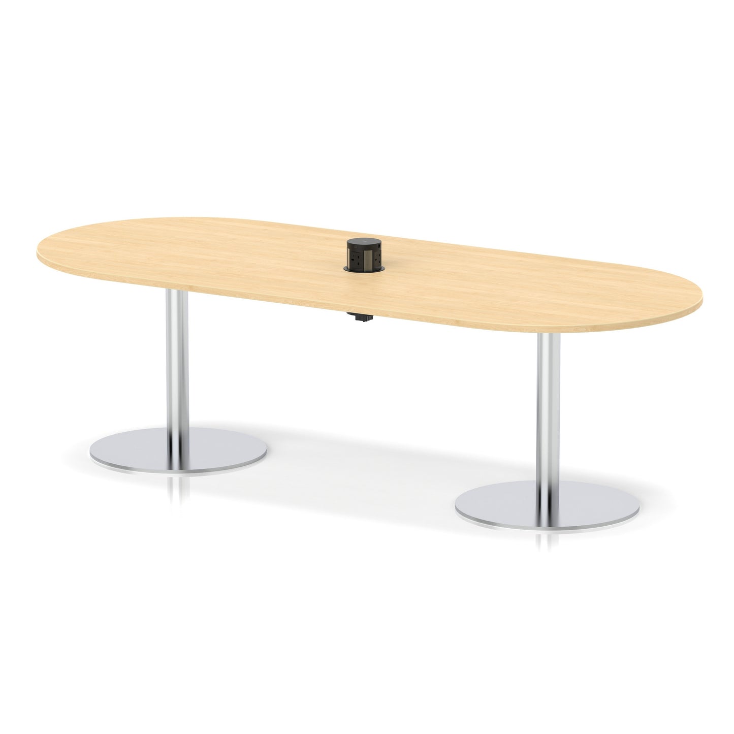 Italia Volta Poseur Boardroom Table With Pop-up Power Module Maple 2400mm Silver - Industrious Decor