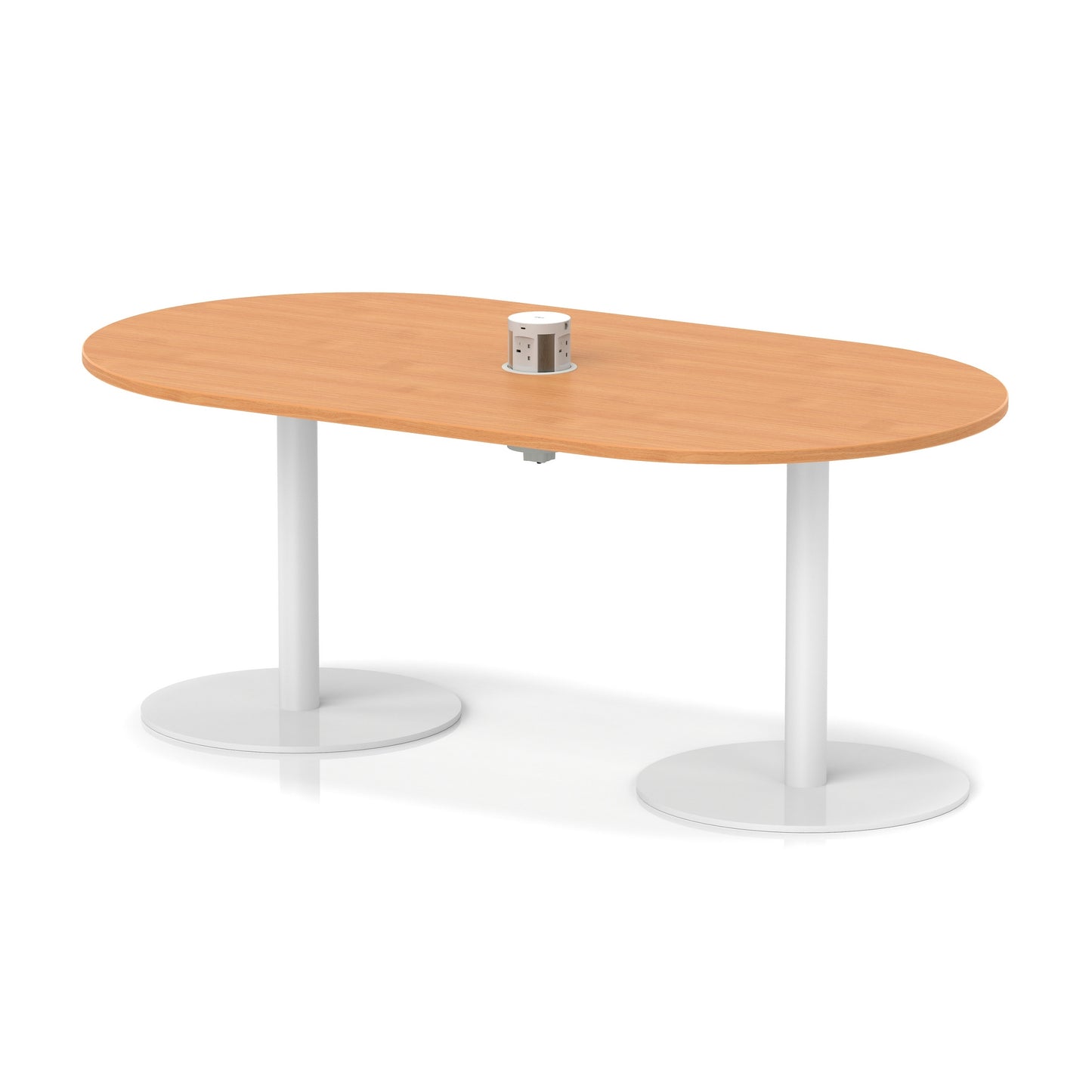 Italia Volta Poseur Boardroom Table With Pop-up Power Module Beech 1800mm White - Industrious Decor