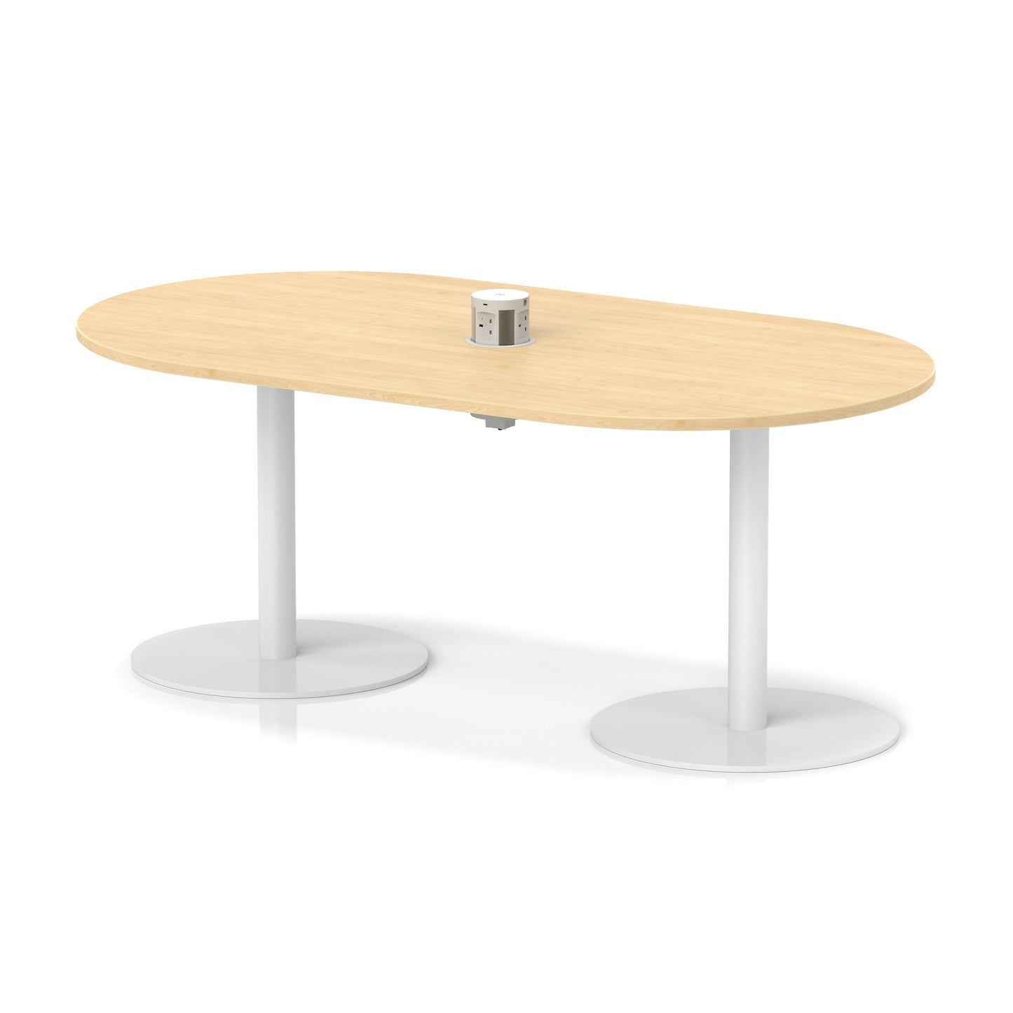 Italia Volta Poseur Boardroom Table With Pop-up Power Module Maple 1800mm White - Industrious Decor