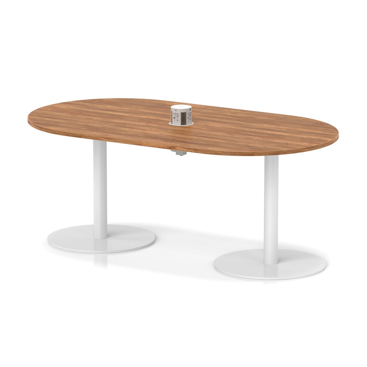 Italia Volta Poseur Boardroom Table With Pop-up Power Module Walnut 1800mm White - Industrious Decor