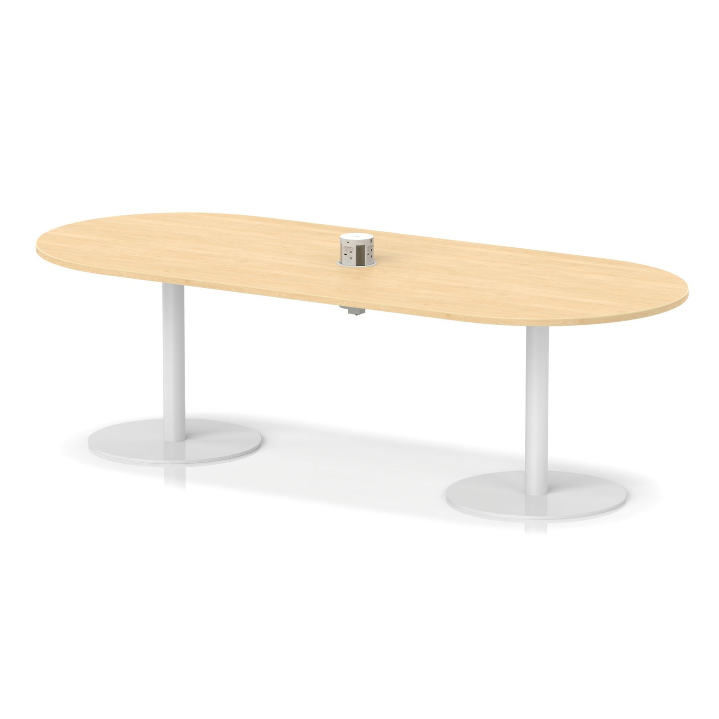 Italia Volta Poseur Boardroom Table With Pop-up Power Module Maple 2400mm White - Industrious Decor
