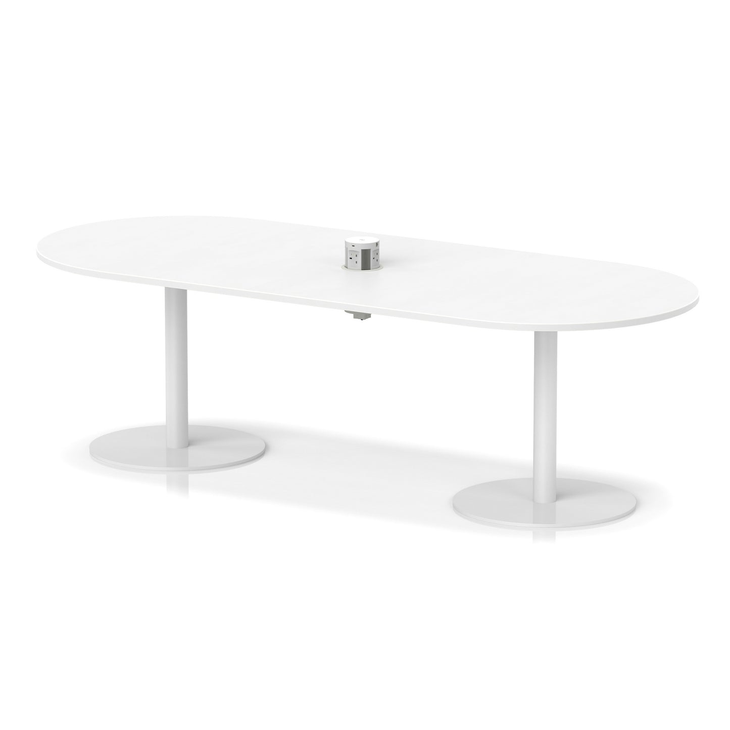 Italia Volta Poseur Boardroom Table With Pop-up Power Module White 2400mm White - Industrious Decor