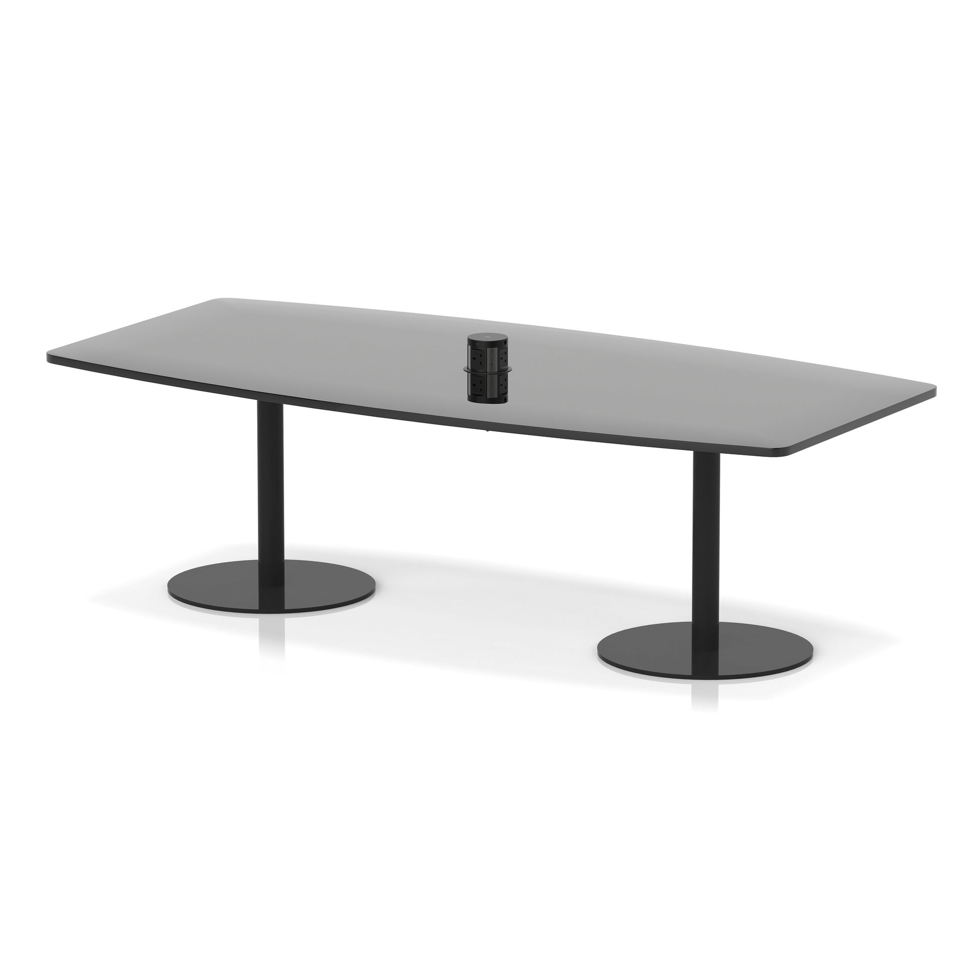 Italia Volta Poseur High Gloss Table With Pop-up Power Module Black 2400mm Black - Industrious Decor