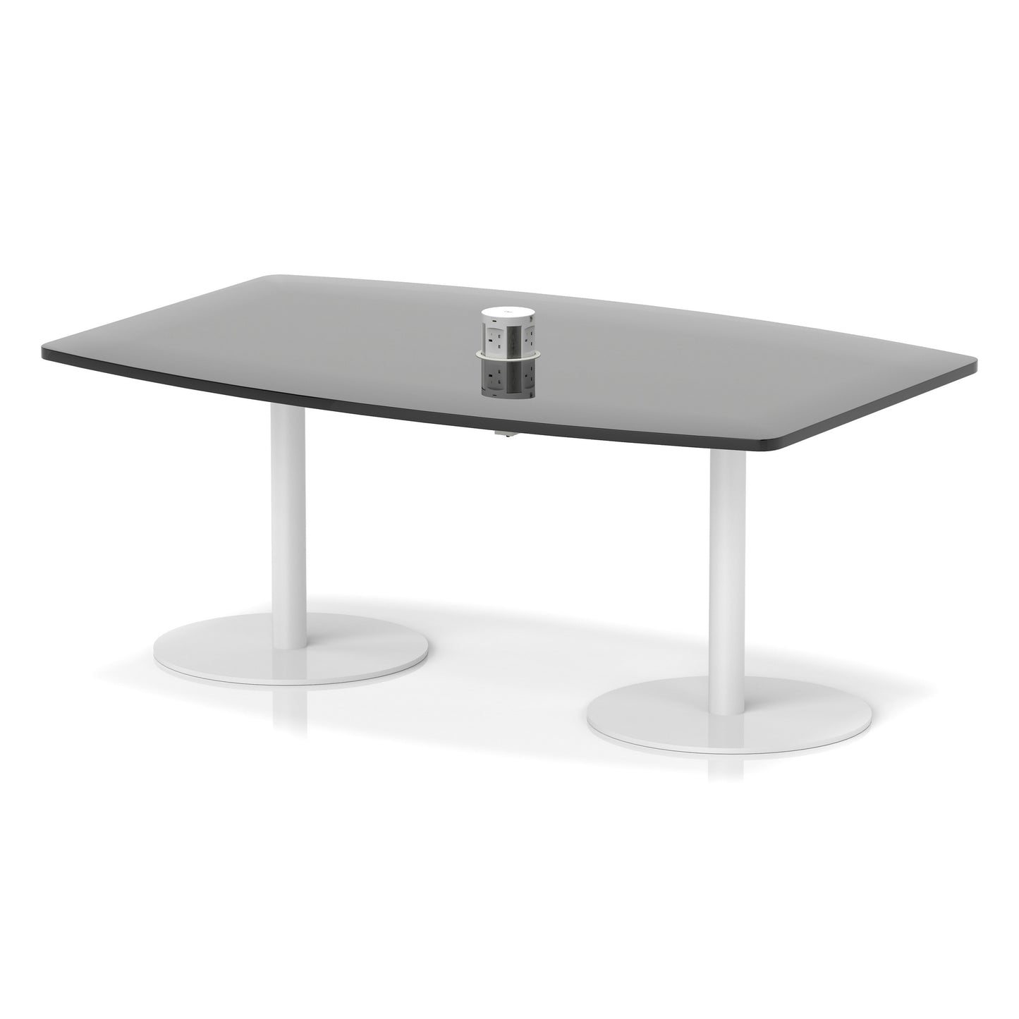 Italia Volta Poseur High Gloss Table With Pop-up Power Module Black 1800mm White - Industrious Decor
