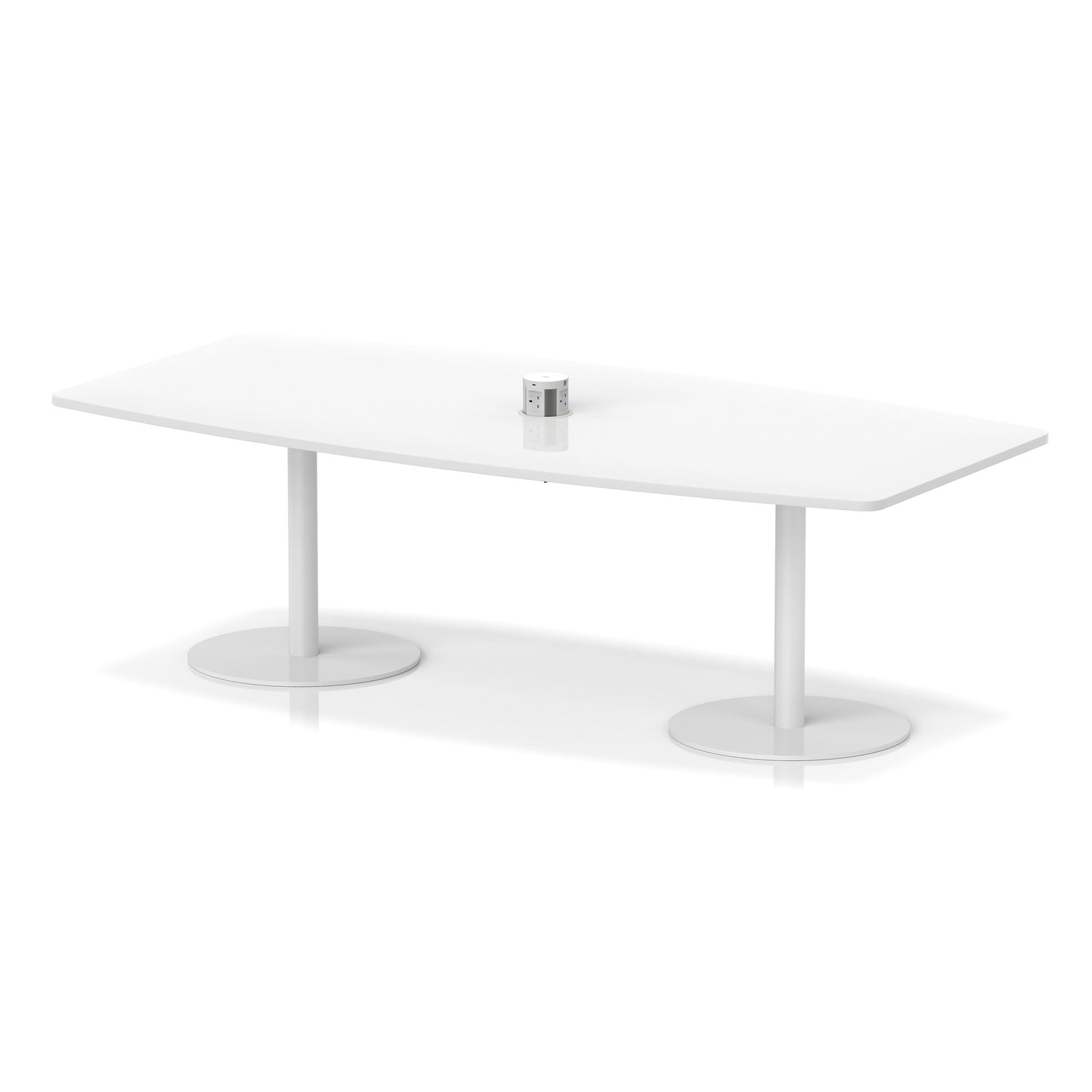 Italia Volta Poseur High Gloss Table With Pop-up Power Module White 2400mm White - Industrious Decor