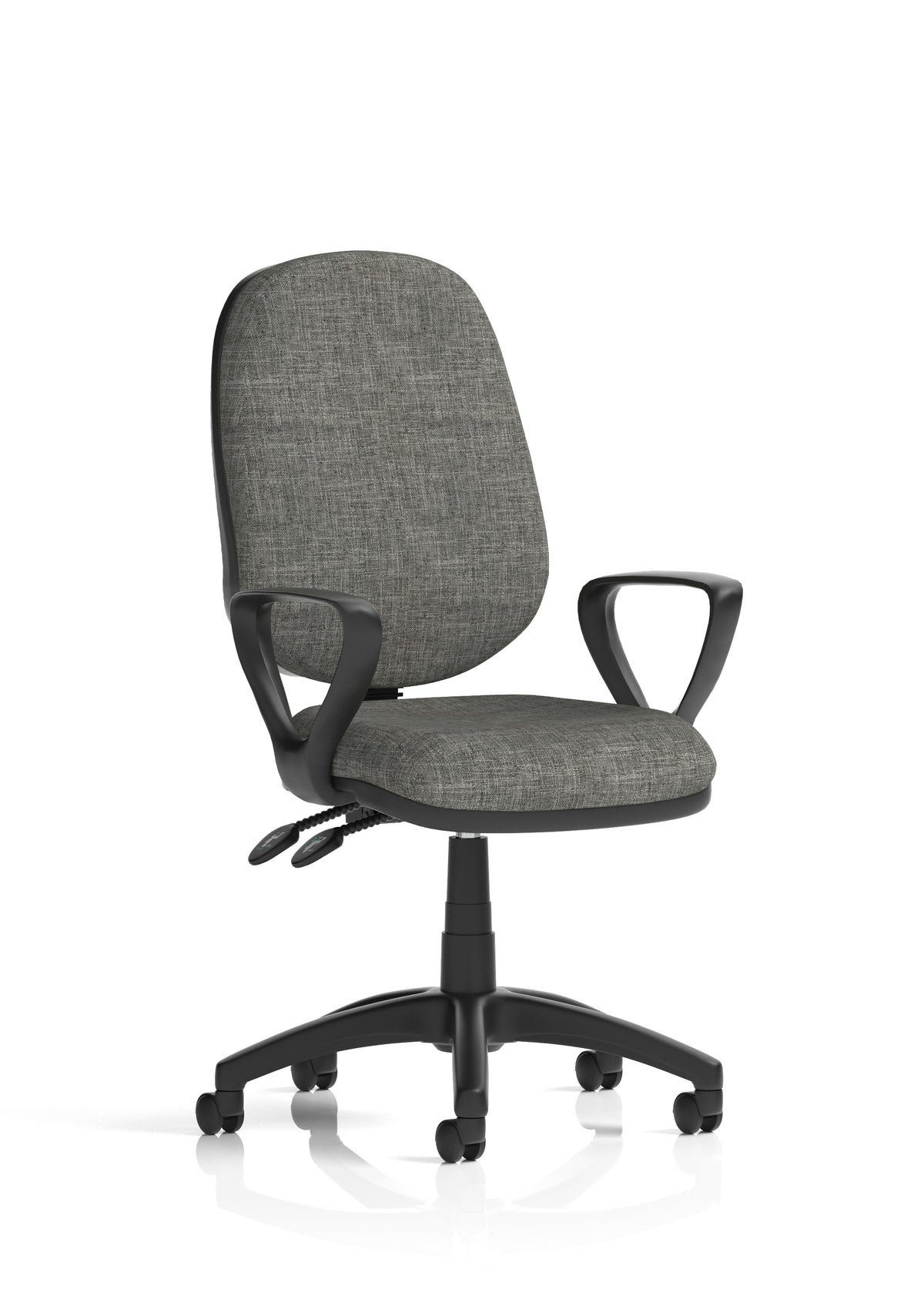 Ives Medium Back Task Operator Office Chair Charcoal Fabric Matching Bespoke Colour With Loop Arms - Industrious Decor