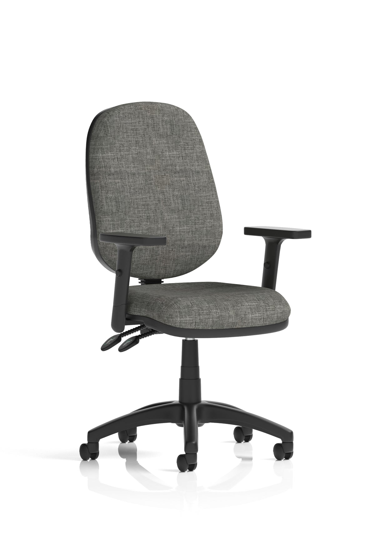 Ives Medium Back Task Operator Office Chair Charcoal Fabric Matching Bespoke Colour With Height Adjustable Arms - Industrious Decor