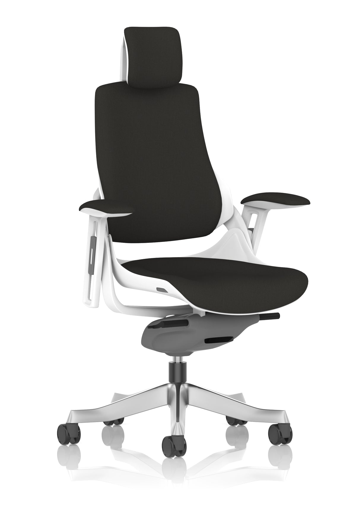 Medbourne High Back White Shell Fabric Executive Office Chair with Arms Black Fabric Black Fabric With Headrest - Industrious Decor