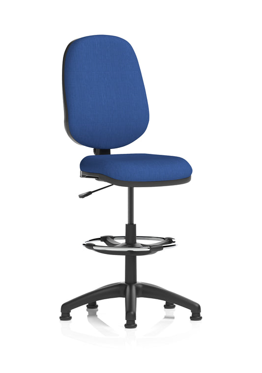 Eclipse Plus I Medium Back Task Operator Office Chair with Hi Rise Draughtsman Kit Blue Fabric Matching Colour None - Industrious Decor