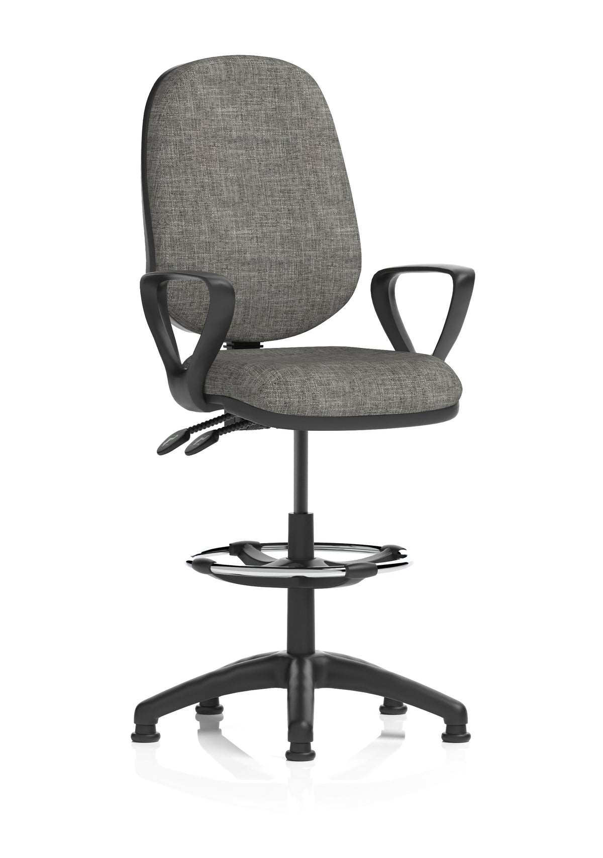 Sterling Medium Back Draughtsman Chair | Infinite Lock | Height Adjustable Back & Arms Charcoal Fabric Matching Colour With Loop Arms - Industrious Decor