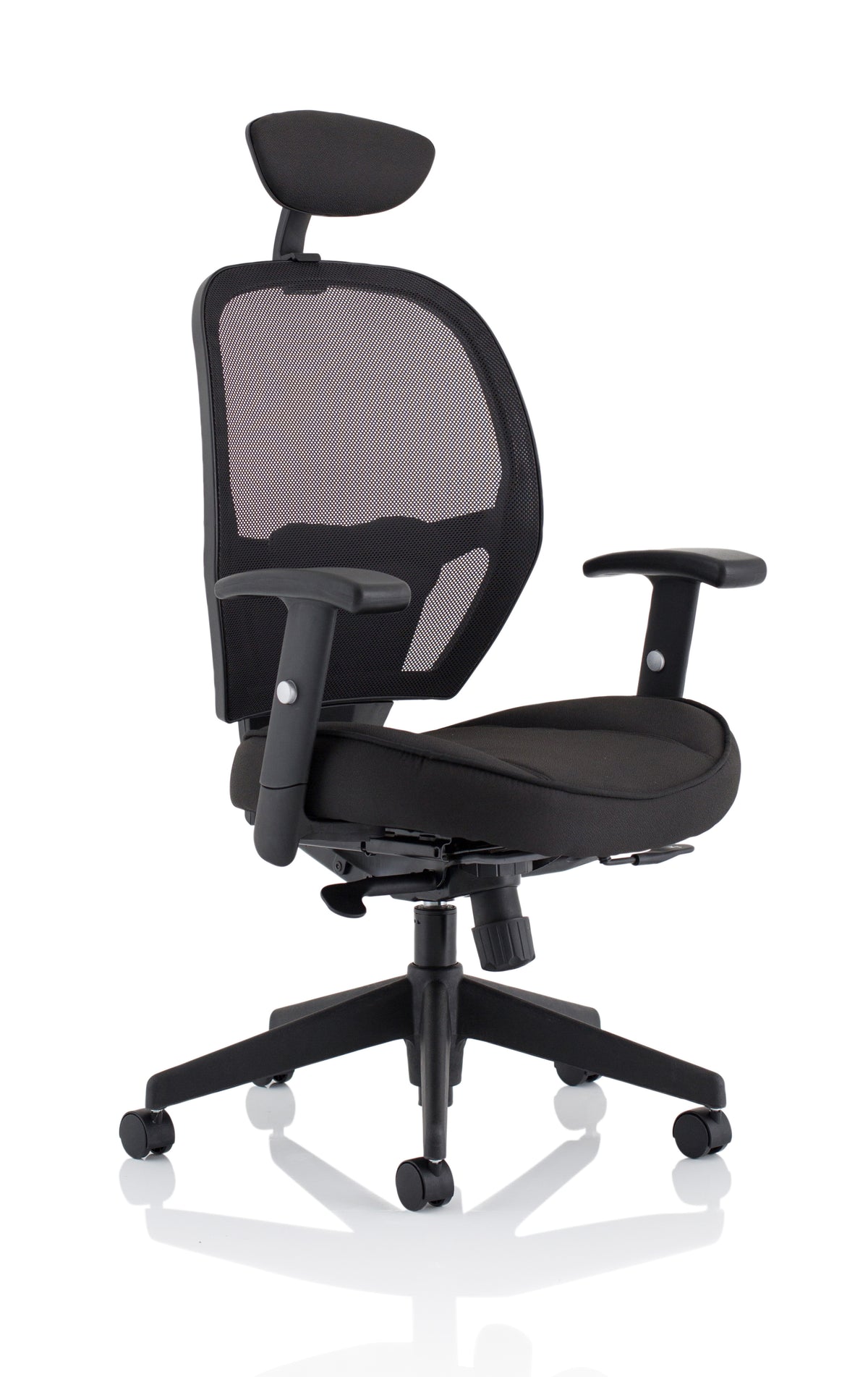 Calder High Back Mesh Task Chair | Synchro Tilt | Adjustable Lumbar & Headrest With Headrest - Industrious Decor