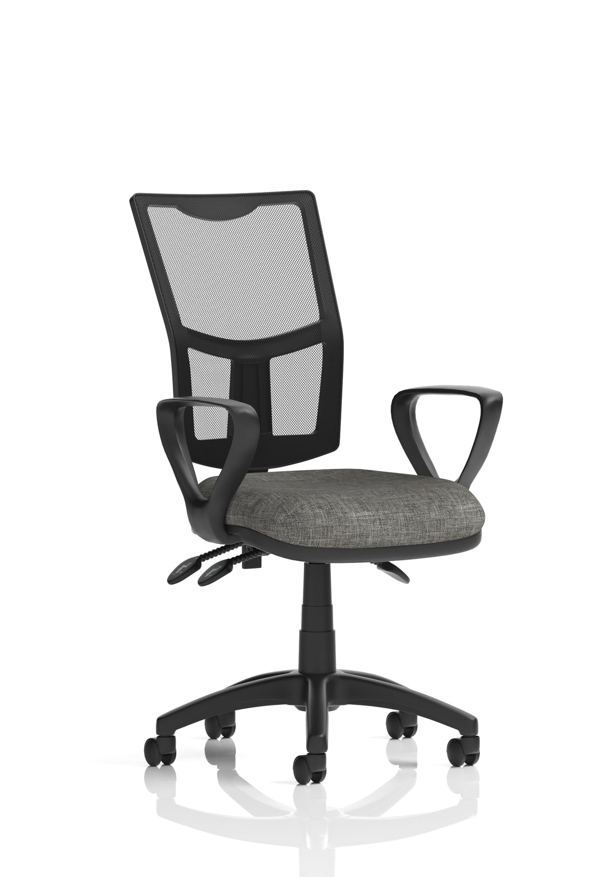 Windham Medium Back Mesh Task Chair | Gas Height | Independent Tilt | Height Adjustable Back Charcoal Fabric With Loop Arms - Industrious Decor