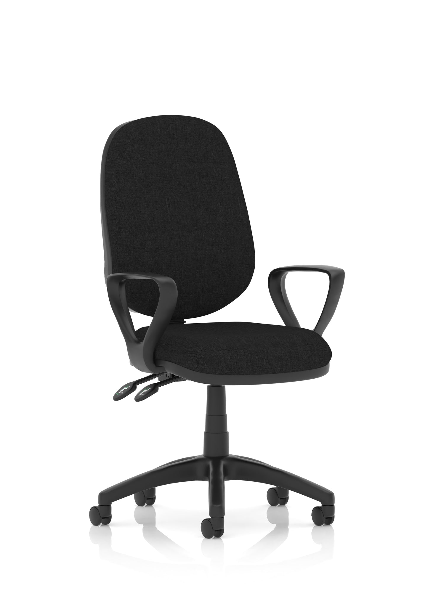 Luna II Lever Task Operator Chair Black Fabric With Loop Arms - Industrious Decor