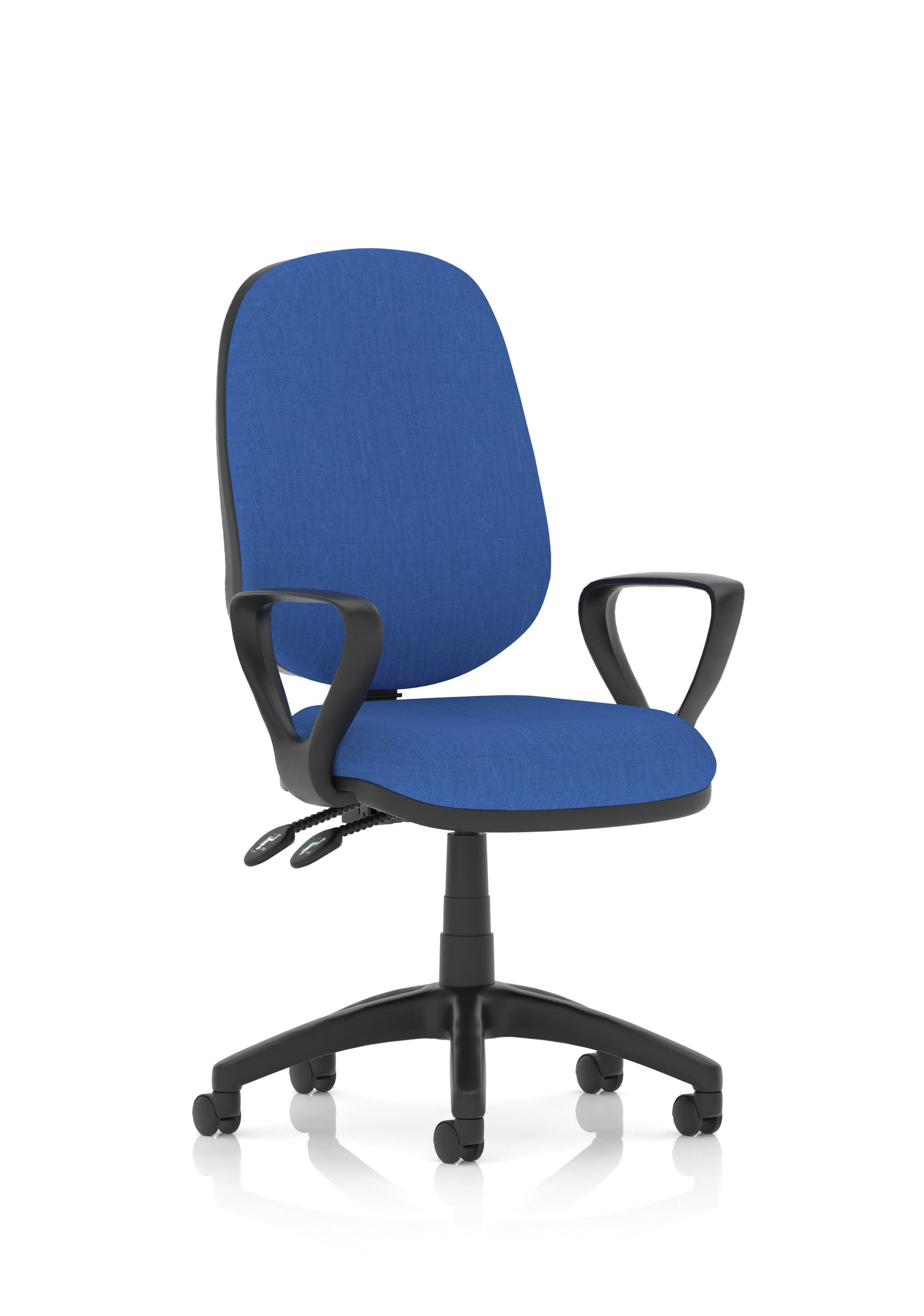 Luna II Lever Task Operator Chair Blue Fabric With Loop Arms - Industrious Decor