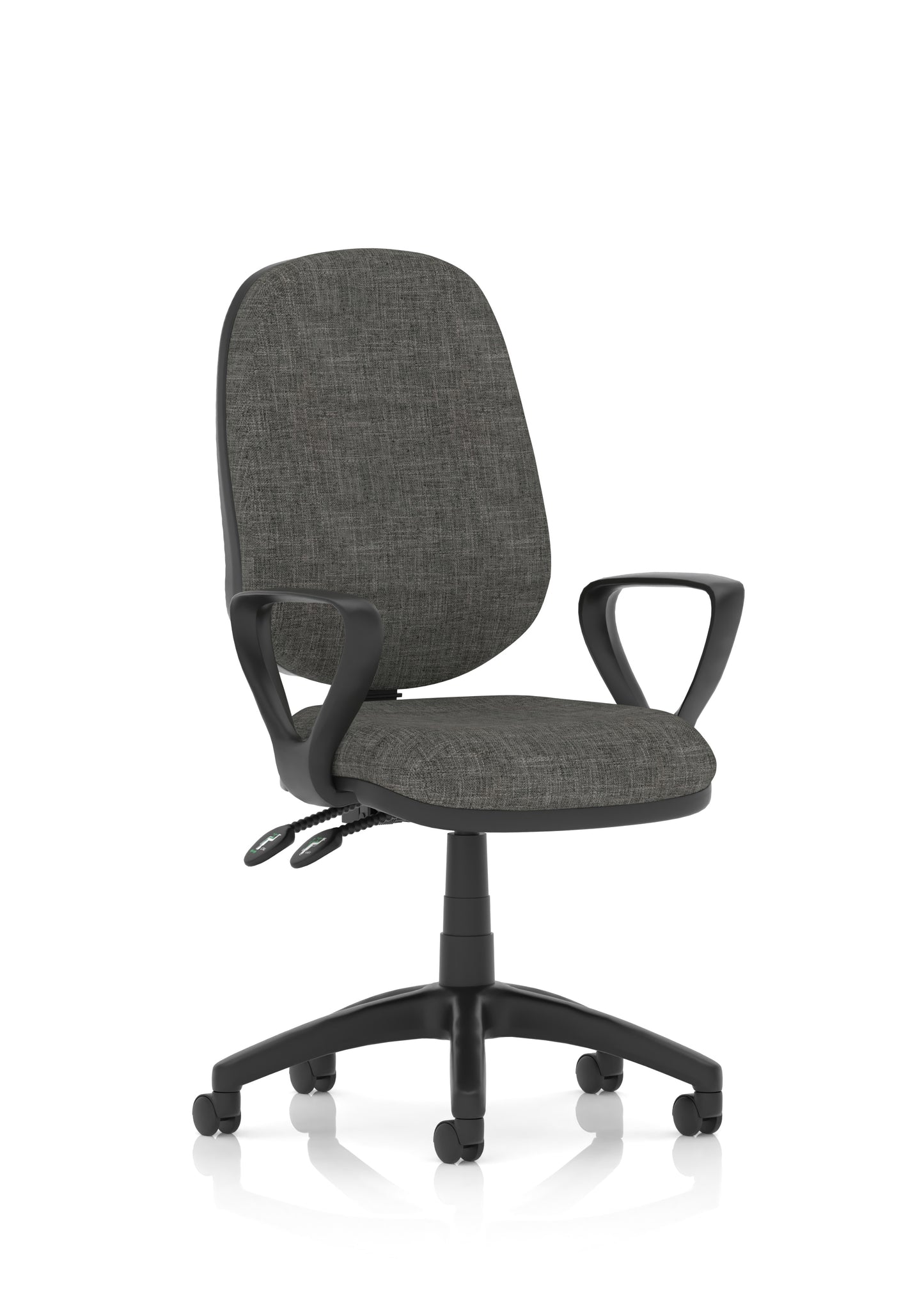 Luna II Lever Task Operator Chair Charcoal Fabric With Loop Arms - Industrious Decor