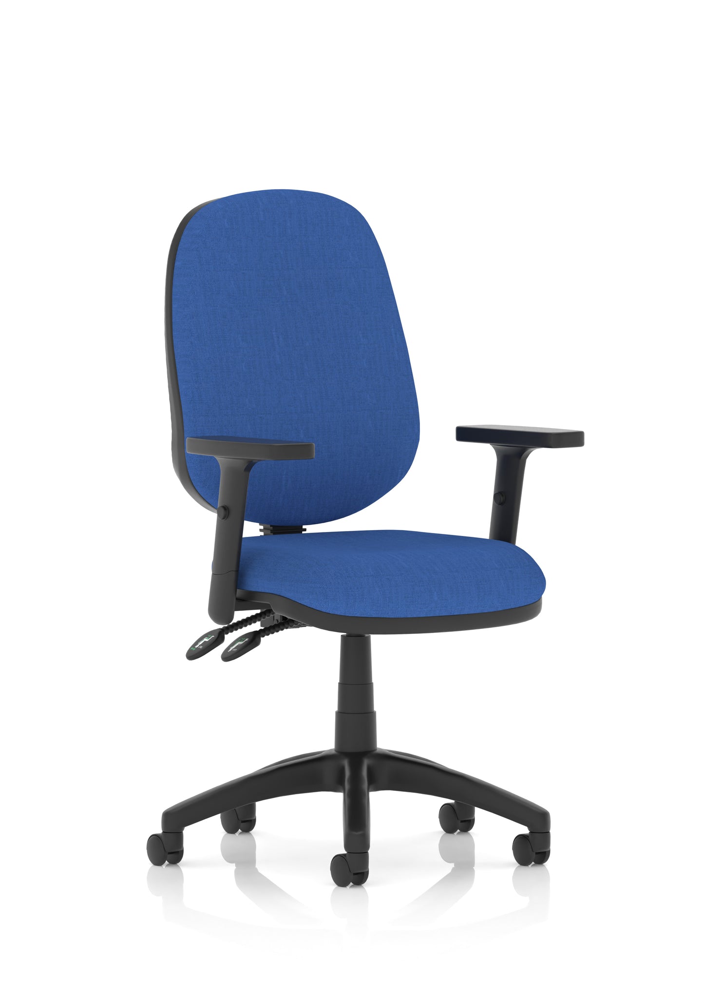 Luna II Lever Task Operator Chair Blue Fabric With Height Adjustable Arms - Industrious Decor