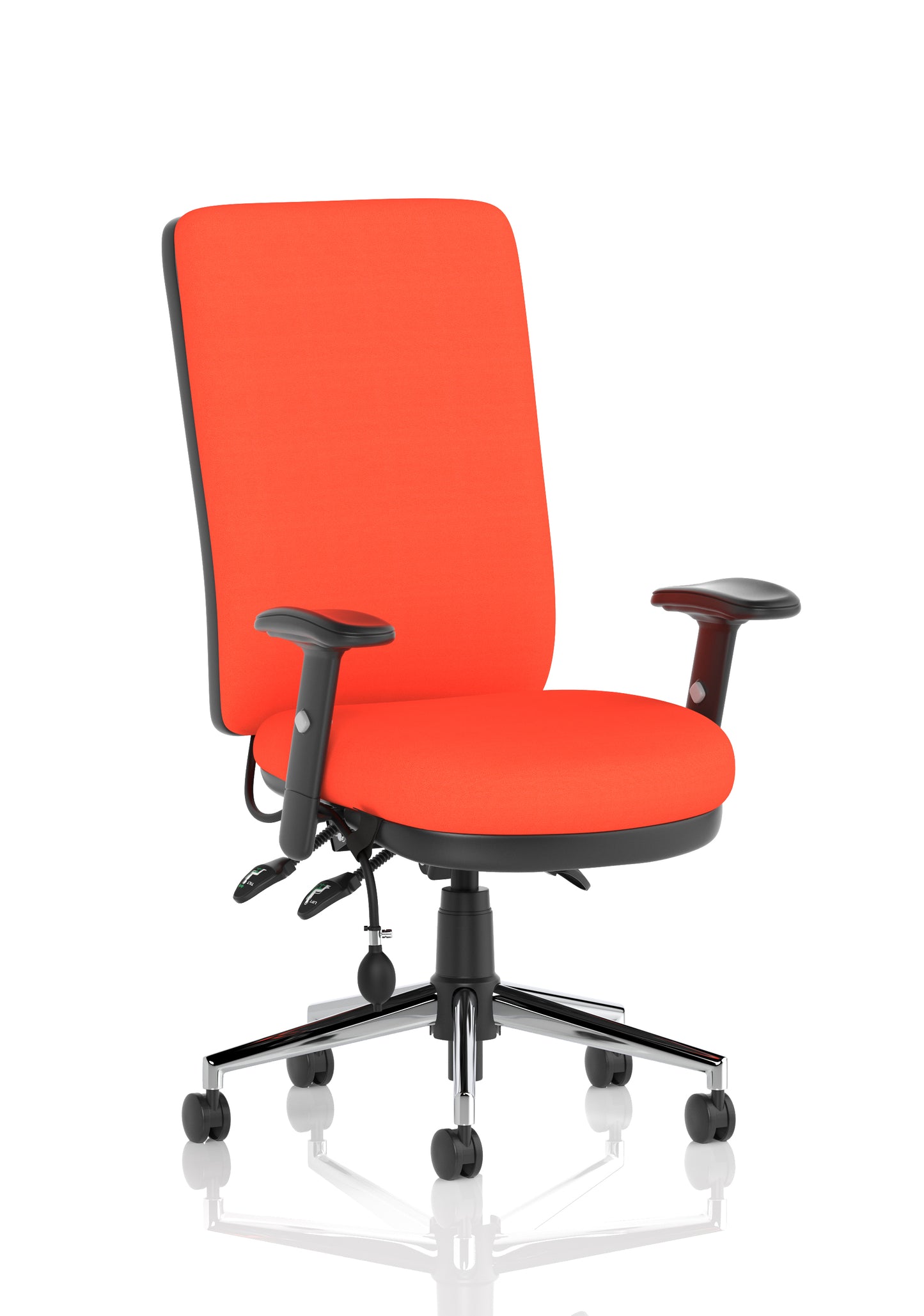 Chiro High Back Task Operator Office Chair Bespoke Tabasco Orange With Height Adjustable Arms Matching Bespoke Colour - Industrious Decor