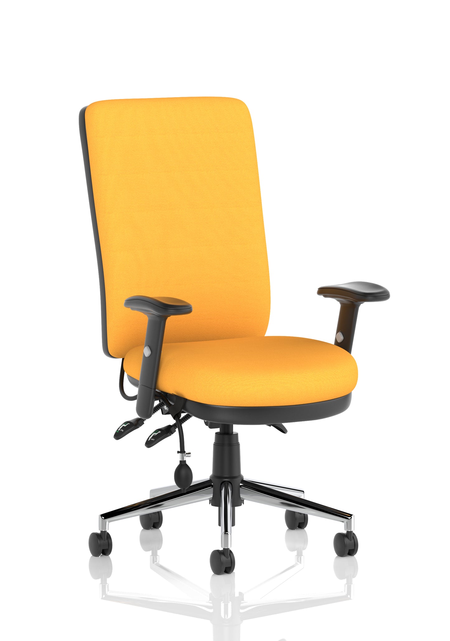 Chiro High Back Task Operator Office Chair Bespoke Senna Yellow With Height Adjustable Arms Matching Bespoke Colour - Industrious Decor