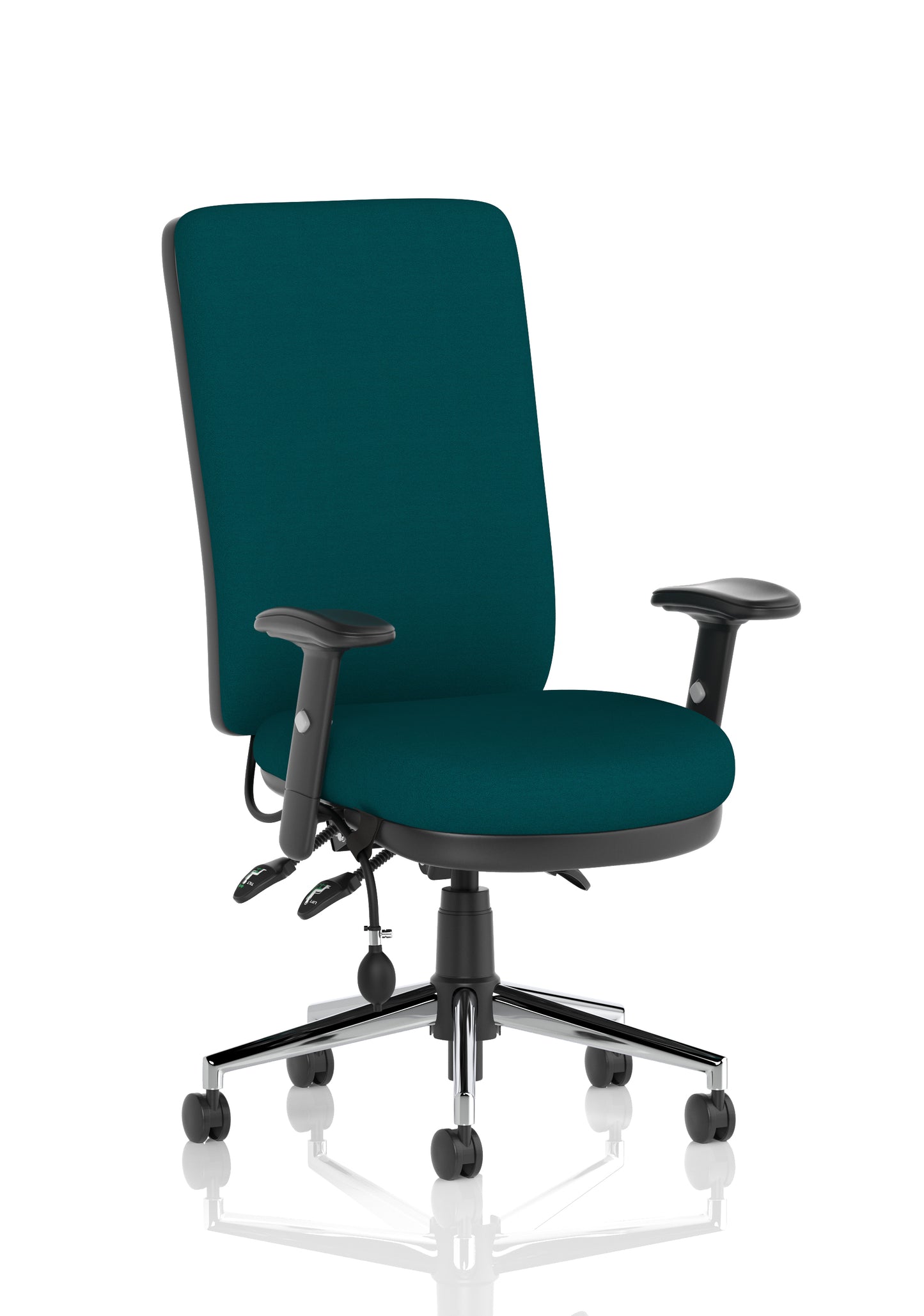 Chiro High Back Task Operator Office Chair Bespoke Maringa Teal With Height Adjustable Arms Matching Bespoke Colour - Industrious Decor