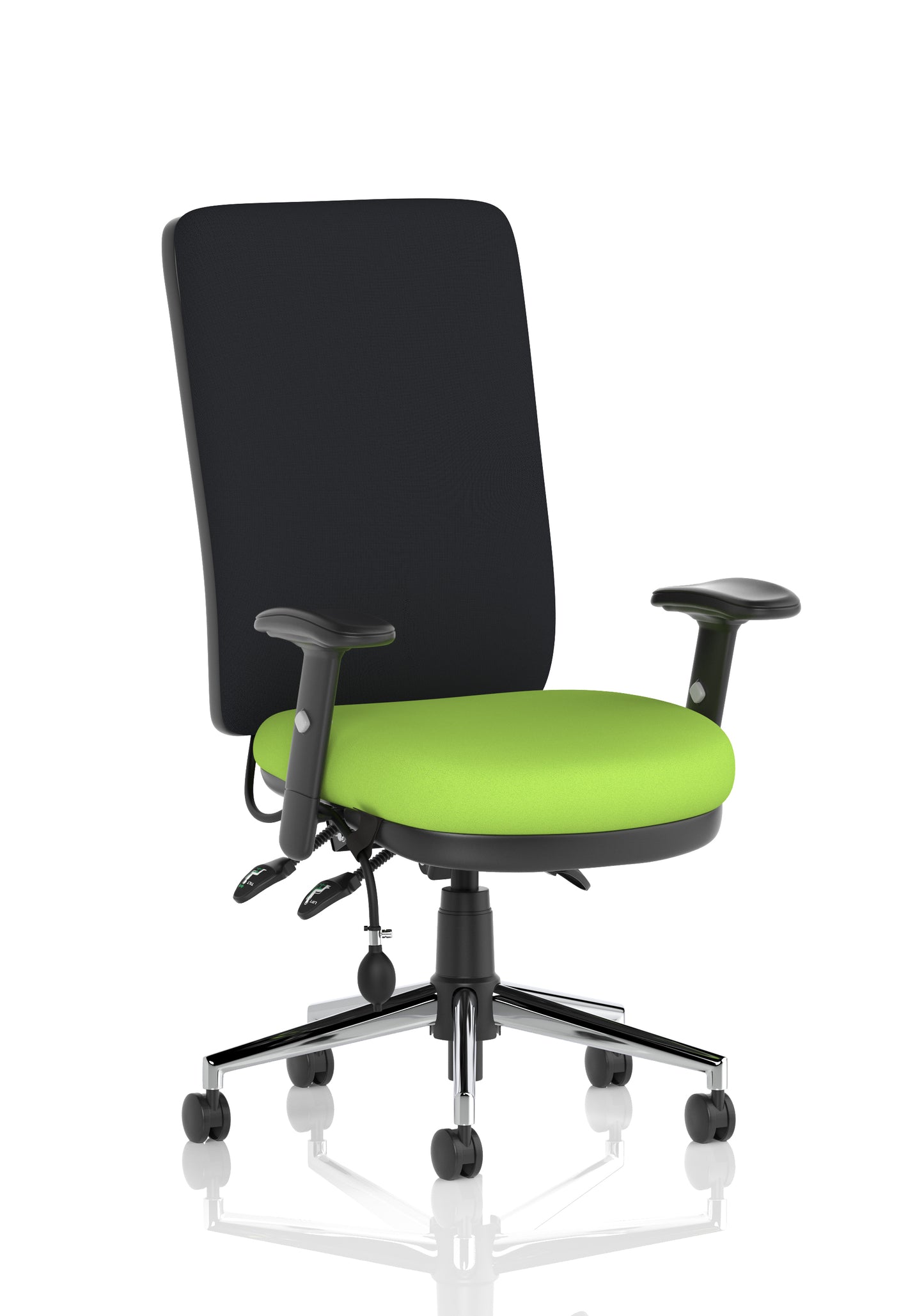 Chiro High Back Task Operator Office Chair Bespoke Myrrh Green With Height Adjustable Arms Black - Industrious Decor