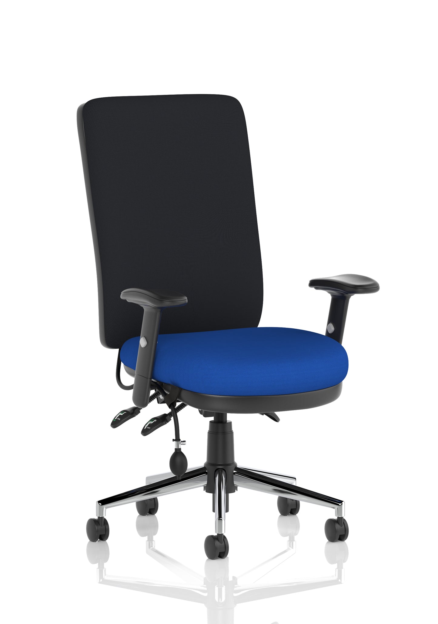 Chiro High Back Task Operator Office Chair Bespoke Stevia Blue With Height Adjustable Arms Black - Industrious Decor