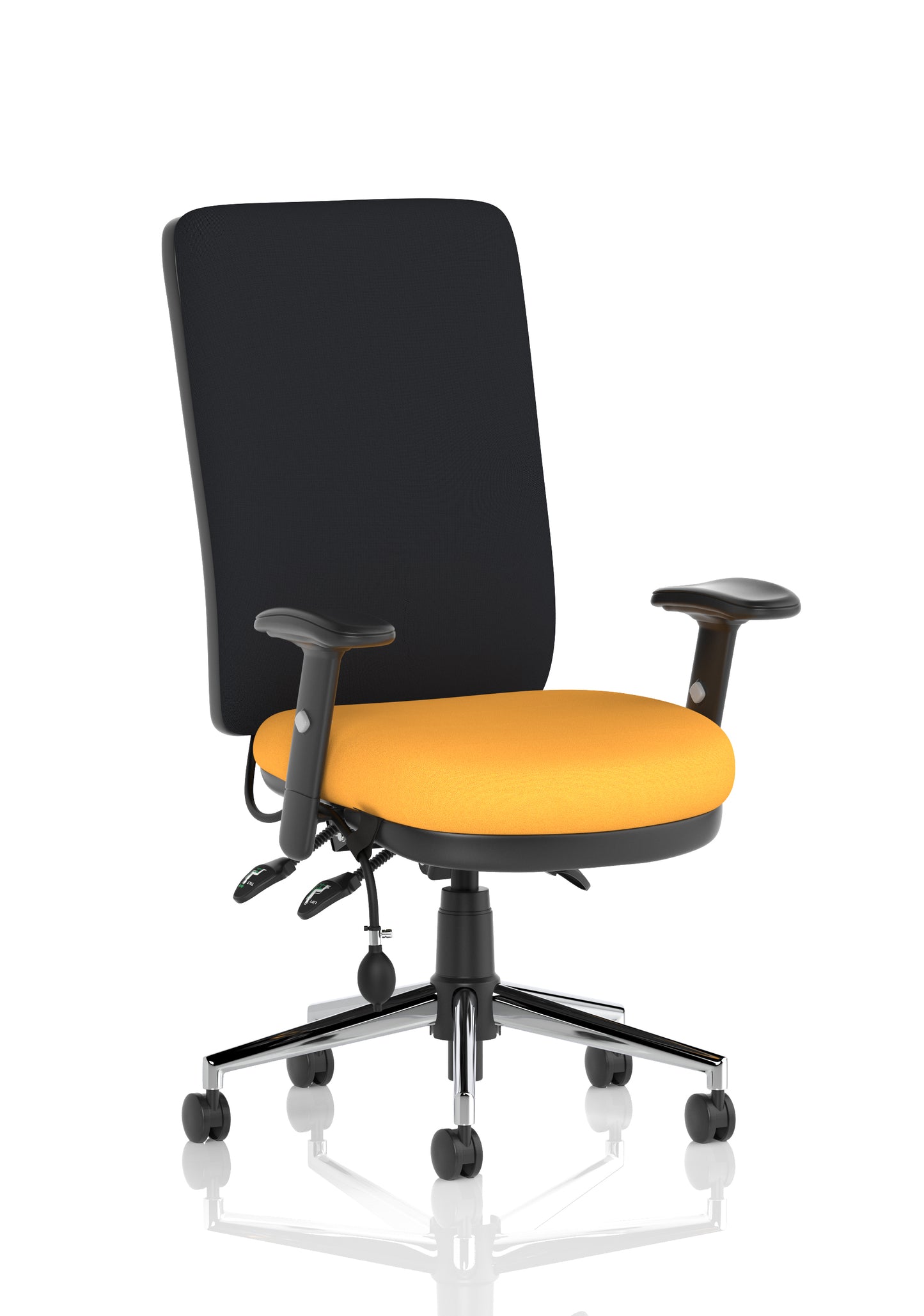 Chiro High Back Task Operator Office Chair Bespoke Senna Yellow With Height Adjustable Arms Black - Industrious Decor