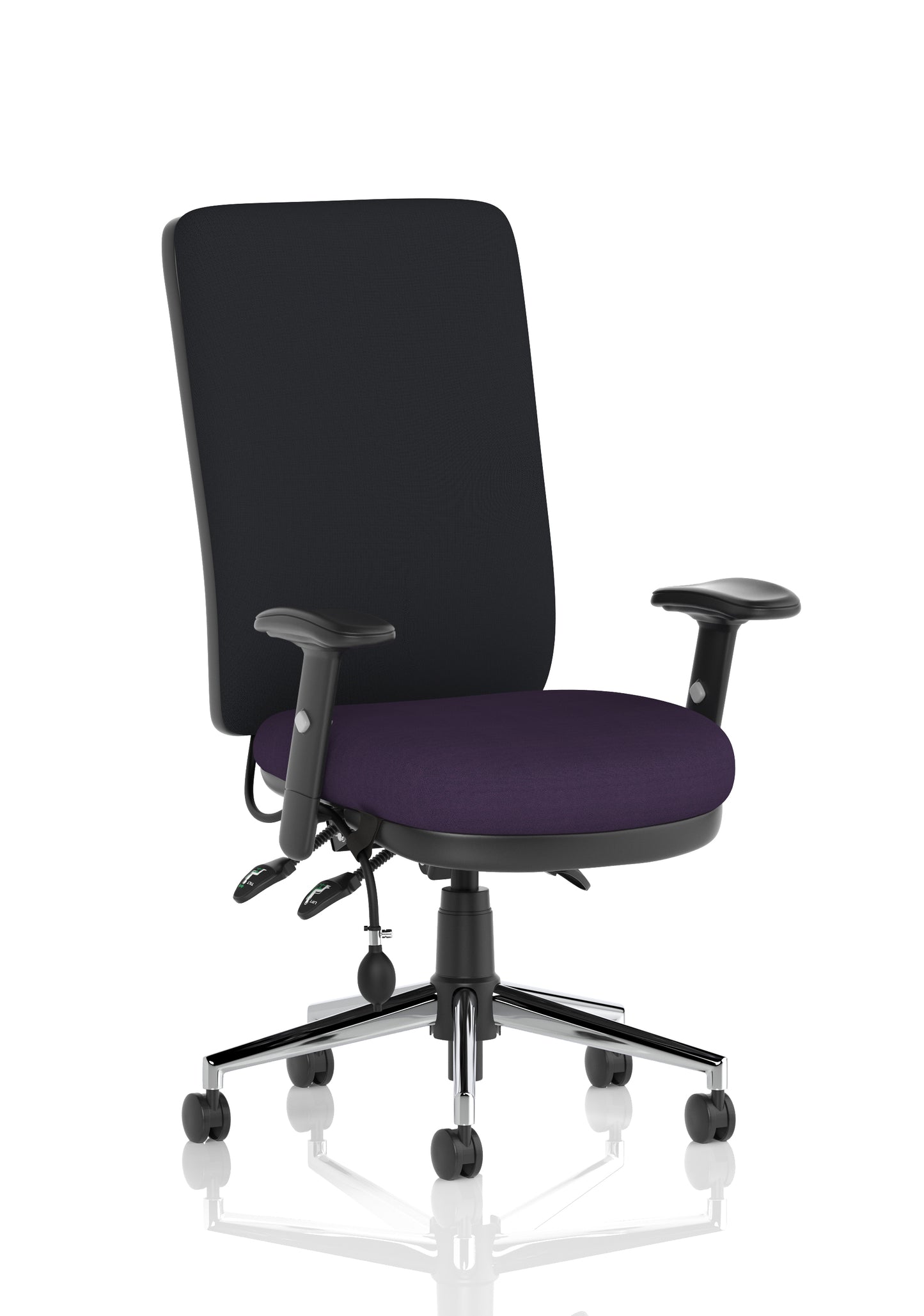 Chiro High Back Task Operator Office Chair Bespoke Tansy Purple With Height Adjustable Arms Black - Industrious Decor