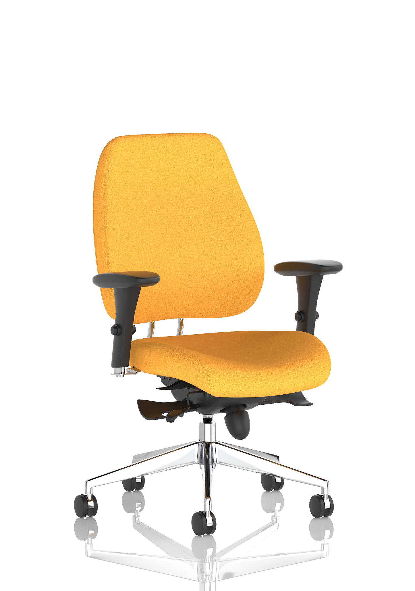 Chiro Plus High Back Ergonomic Posture Chair with Arms Bespoke Senna Yellow Fabric Matching Bespoke Colour None - Industrious Decor