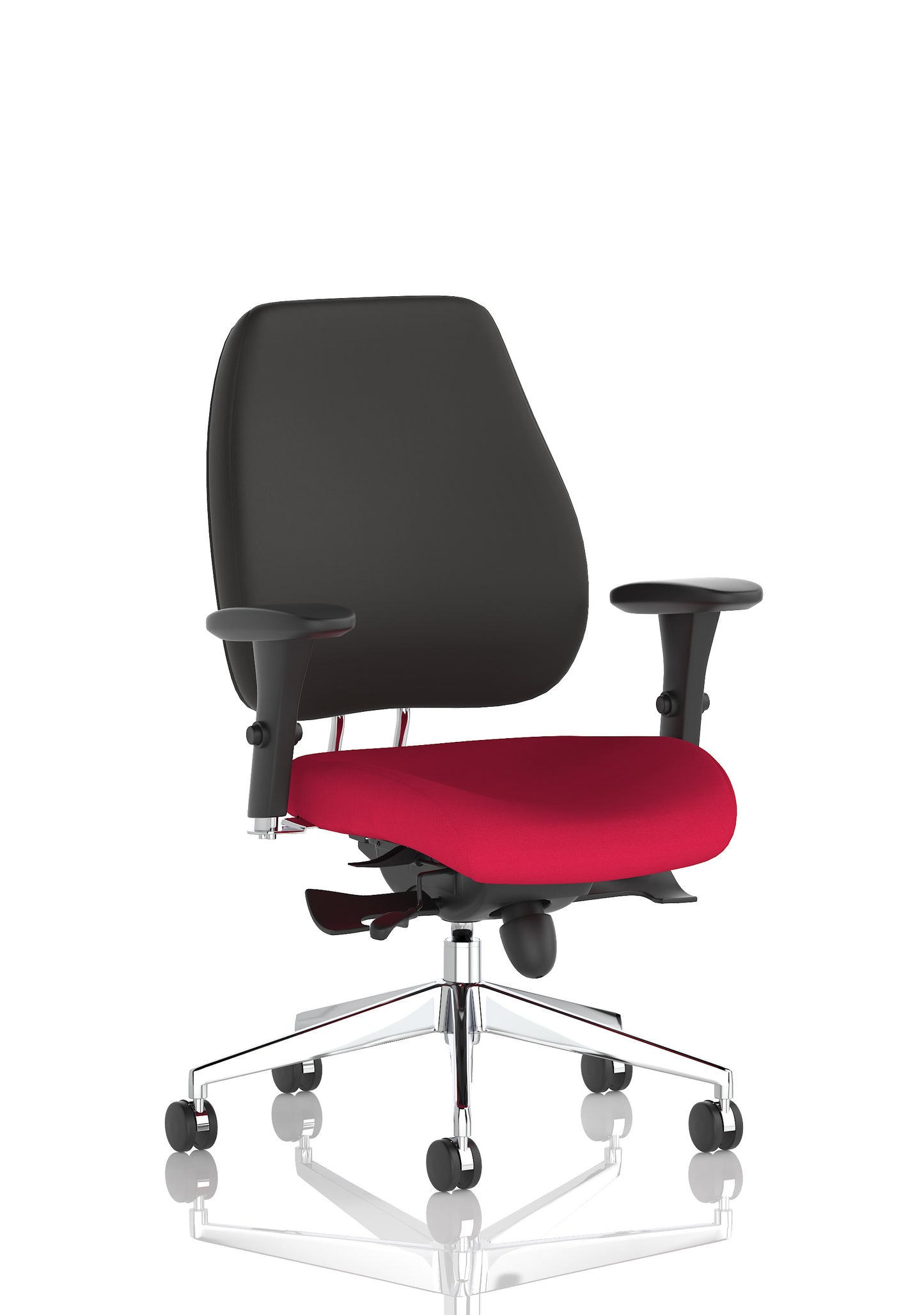 Chiro Plus High Back Ergonomic Posture Chair with Arms Bespoke Bergamot Cherry Fabric Black None - Industrious Decor